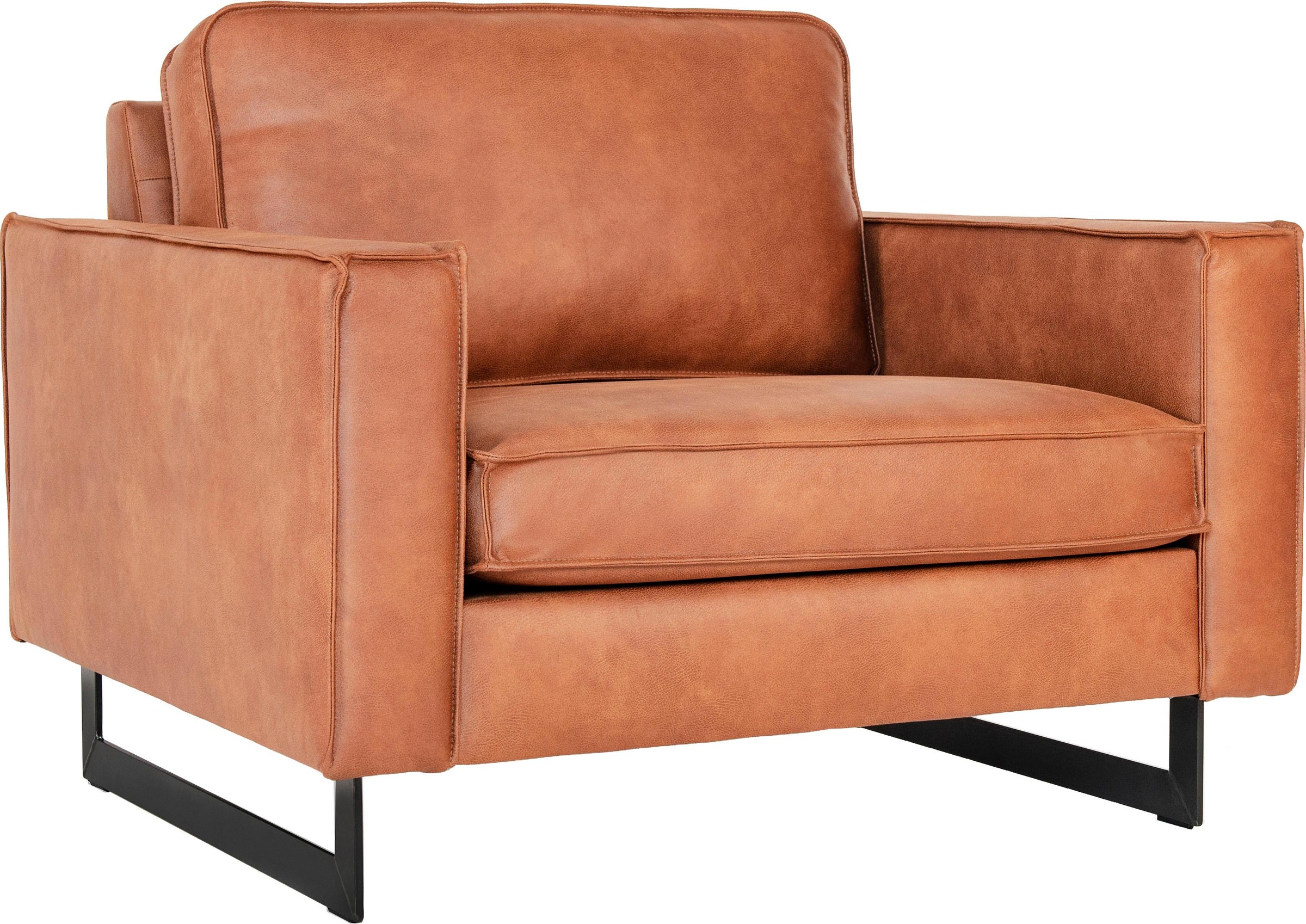 Places of Style Loveseat »Pinto 105 cm, Cord, Chenille, Lederoptik«, mit Keder, Metallfüßen und auch in Cord Bezug erhältlich