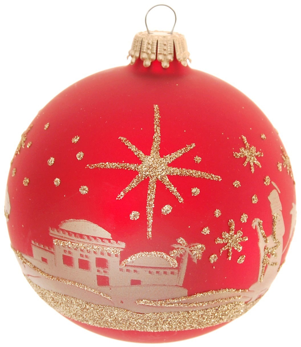 Krebs Glas Lauscha Weihnachtsbaumkugel »Bethlehem Xmas Night, 8 Kugeln, 1 Taler mit Komet & Stern, 8 cm«, Weihnachtsdeko, Christbaumschmuck, Christbaumkugeln aus Glas