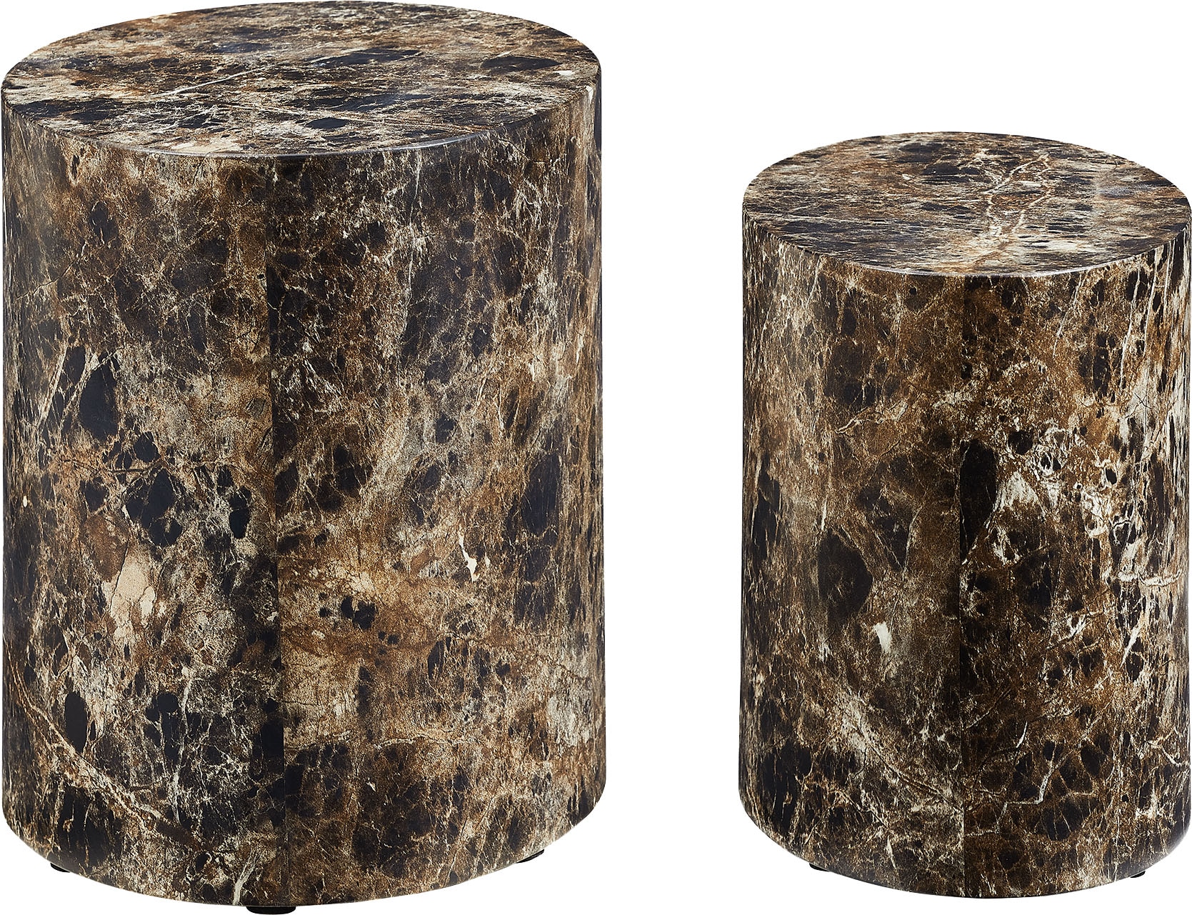 SalesFever Couchtisch »Almeria - Stilvoller Wohnzimmer- und Beistelltisch« Set, 2er Set, 2 Stk. tlg. oval, in Marmoroptik foliert