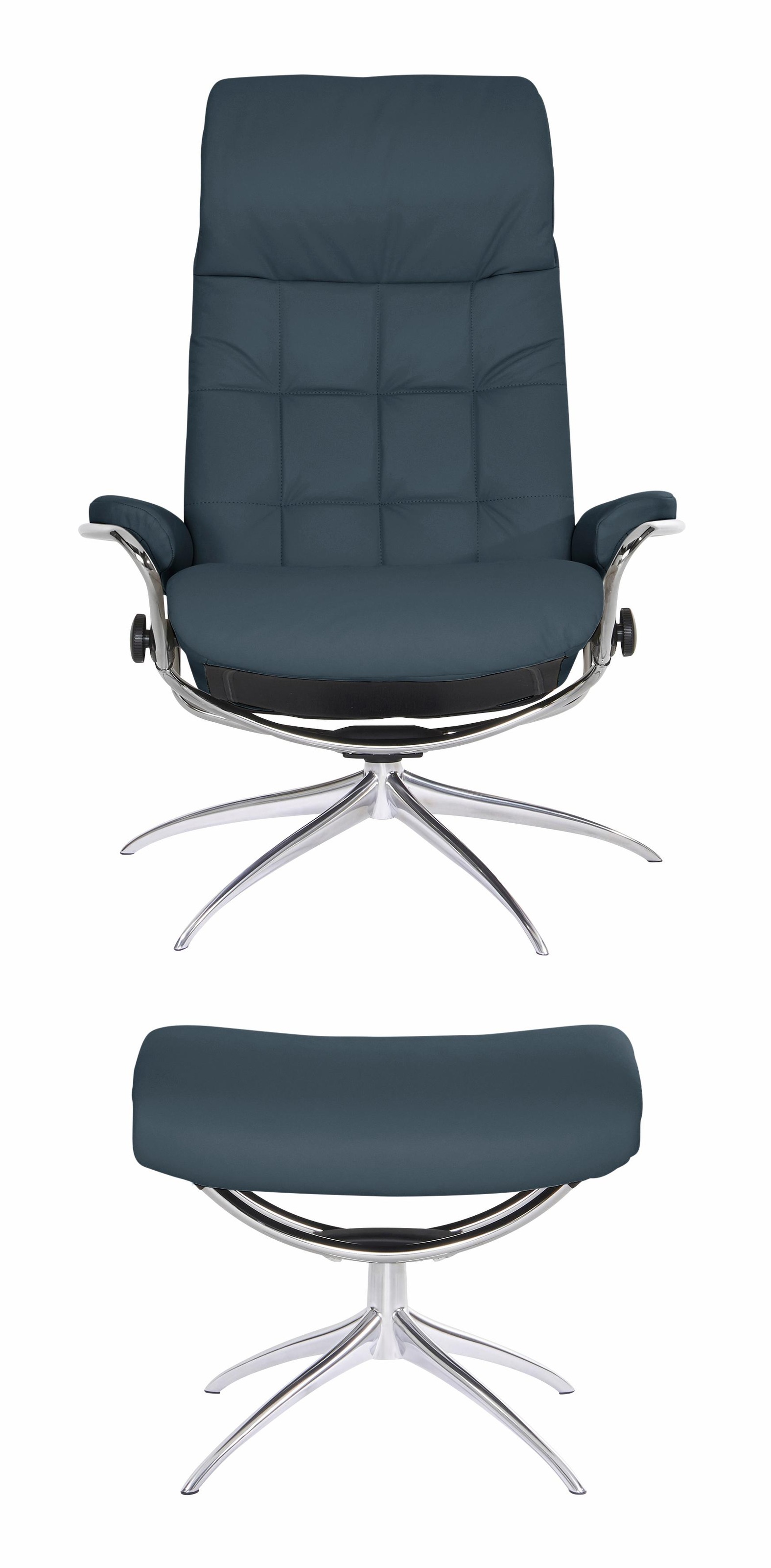 Stressless® Relaxsessel »London«, (Set, Relaxsessel mit Hocker), mit Hocker, High Back, mit Star Base, Gestell Chrom