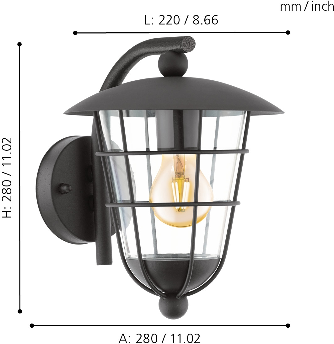 EGLO Außen-Wandleuchte »PULFERO« E27 1 Stk. Eckmontage möglich