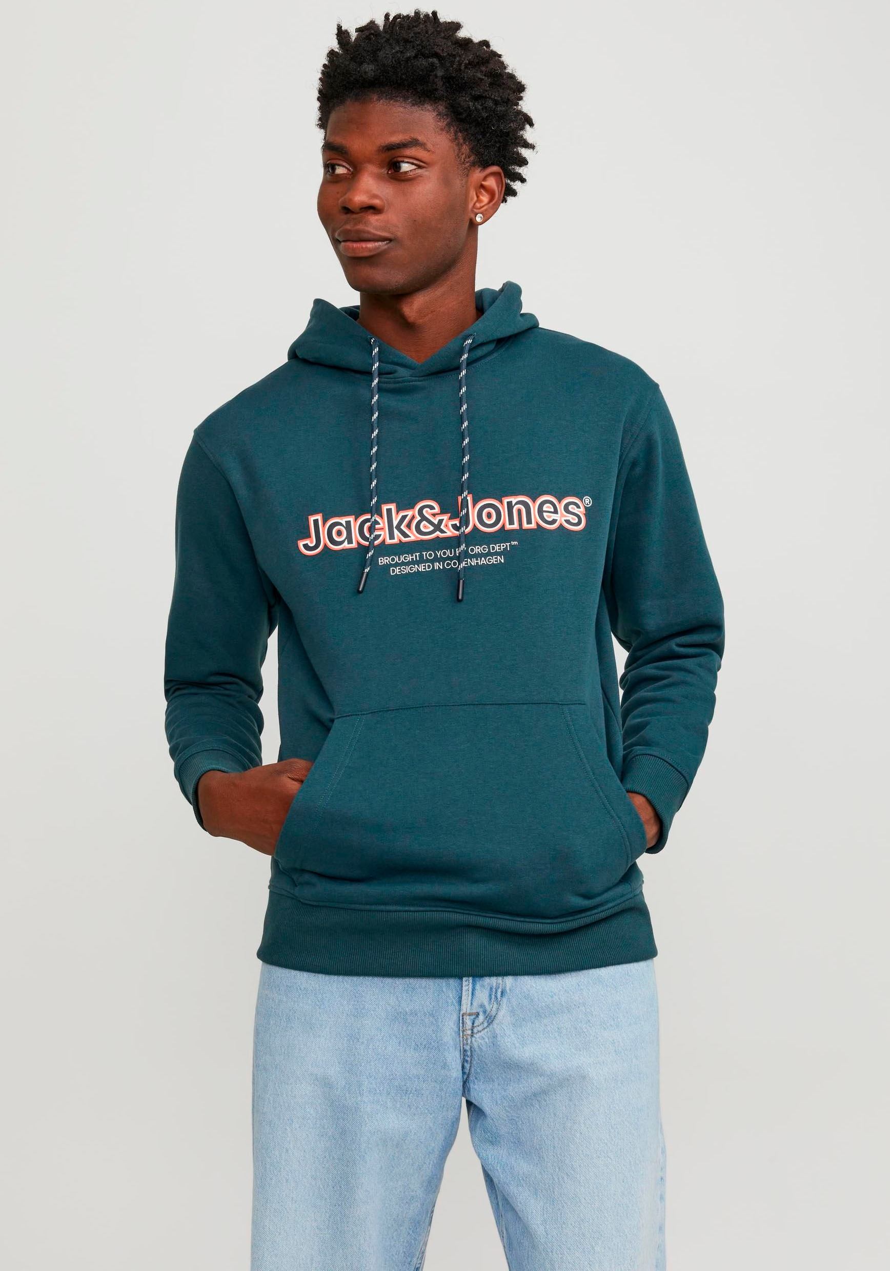 Jack & Jones Hoodie »JORLAKEWOOD SWEAT HOOD BF«, mit coolem Print