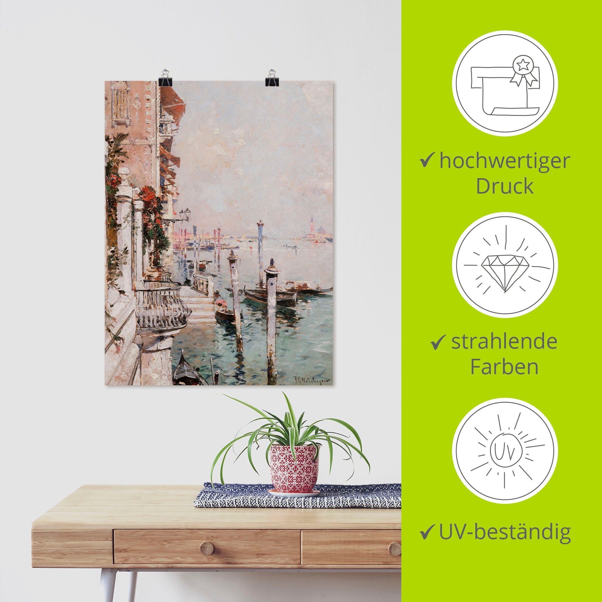 Artland Wandbild »Der Canal Grande, Venedig.«, Italien, (1 St.), als Leinwandbild, Poster in verschied. Größen