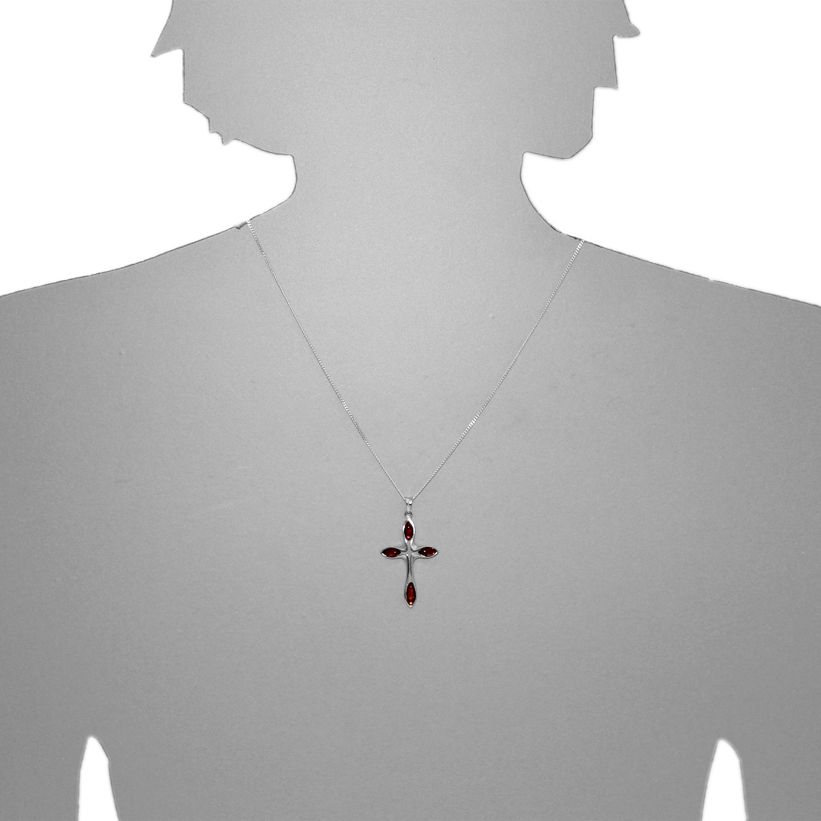 OSTSEE-SCHMUCK Kettenanhänger »- Kreuz 38 x 24 mm - Silber 925/000 - Bernstein«