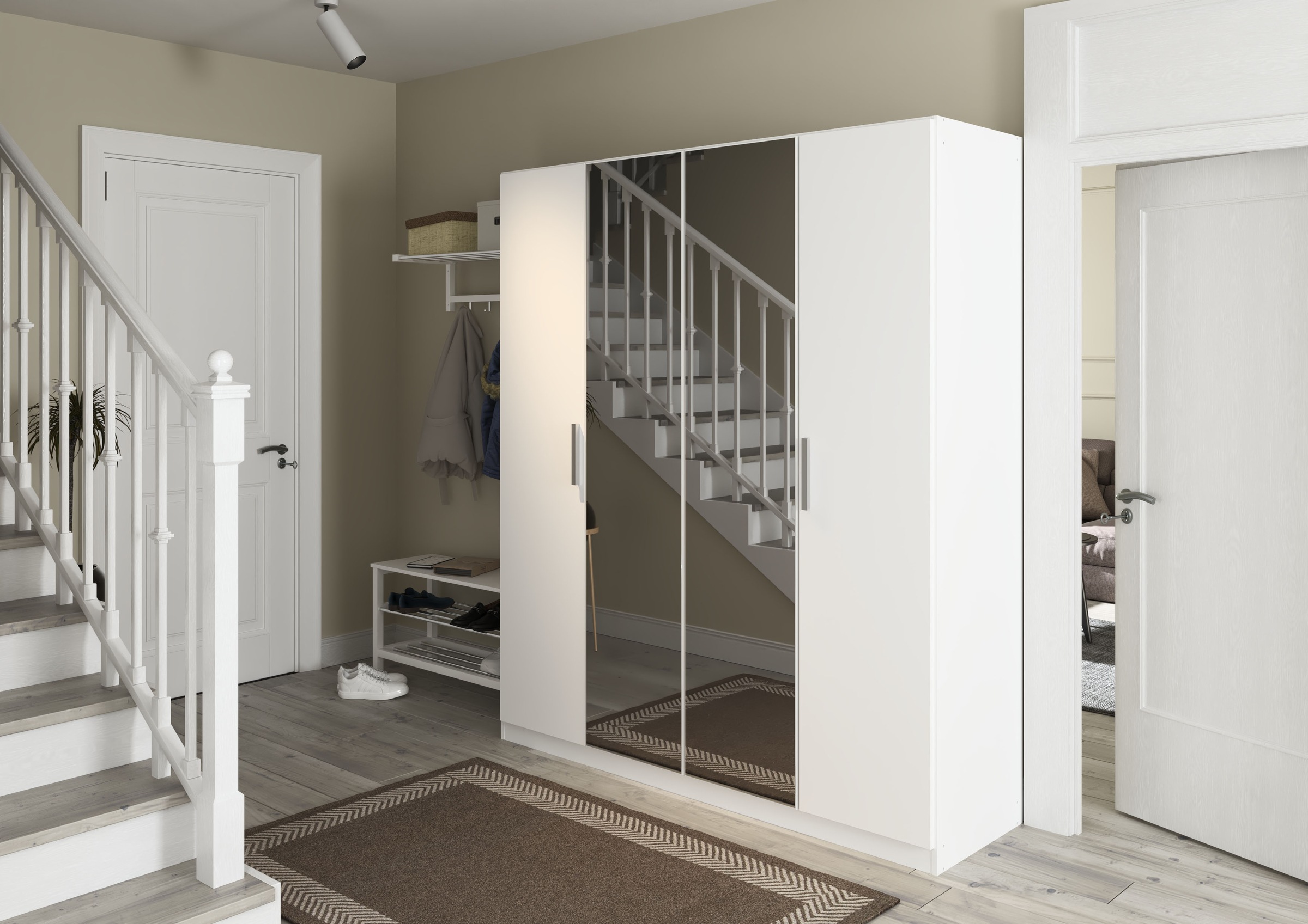 rauch Drehtürenschrank »Kleiderschrank Schrank Garderobe Ankleide KOLUNA mit Dekor-Front« Breiten 181/226/271/315 cm Höhen 210/229 cm,  mit Spiegel, inkl. 2 Innenschubladen sowie extra Böden