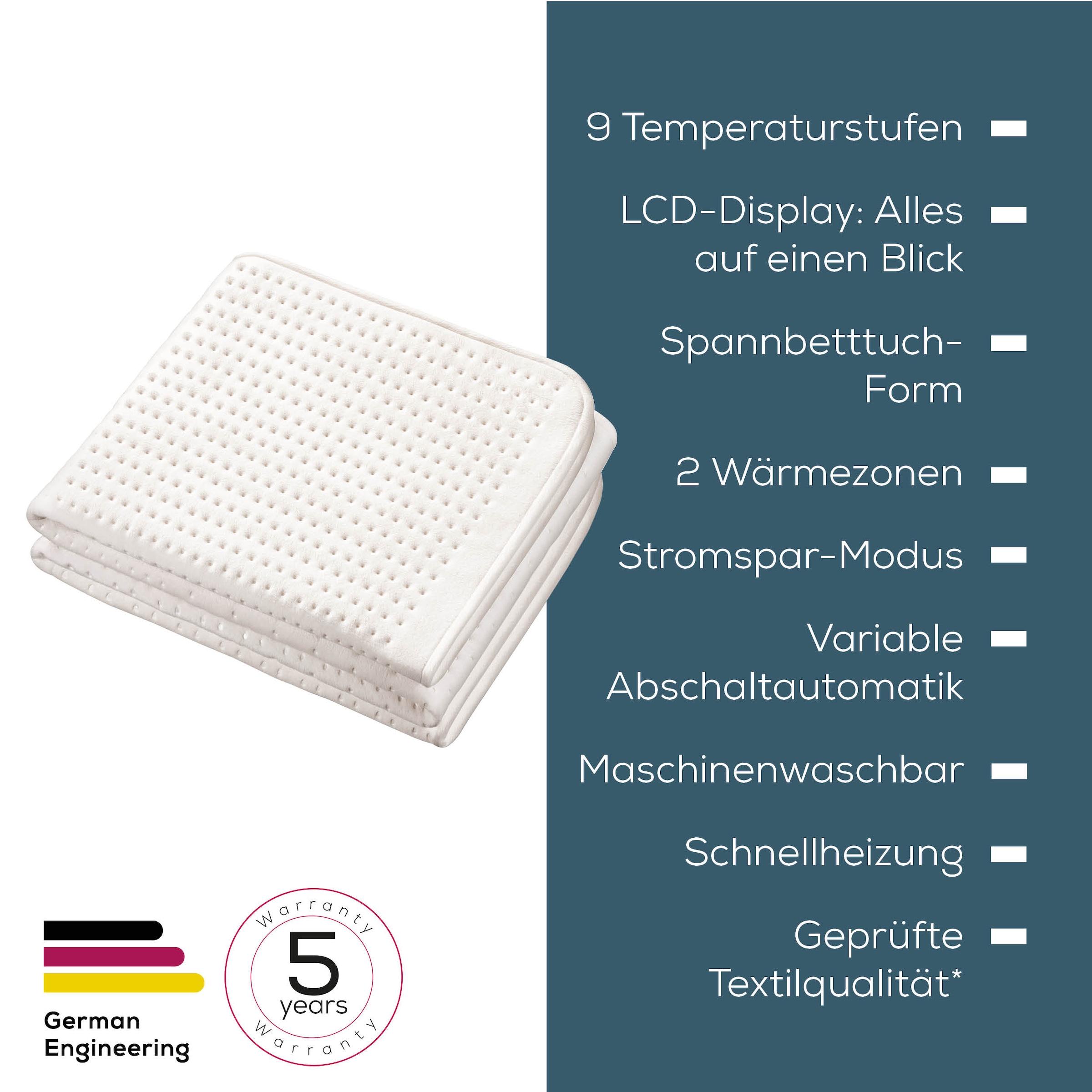 BEURER Wärmeunterbett »UB 101 Cosy, 9 Temperaturstufen, 198 x 92 cm, waschbar« Wärmebettunterlage mit 9 Temperaturstufen und Rückschaltautomatik