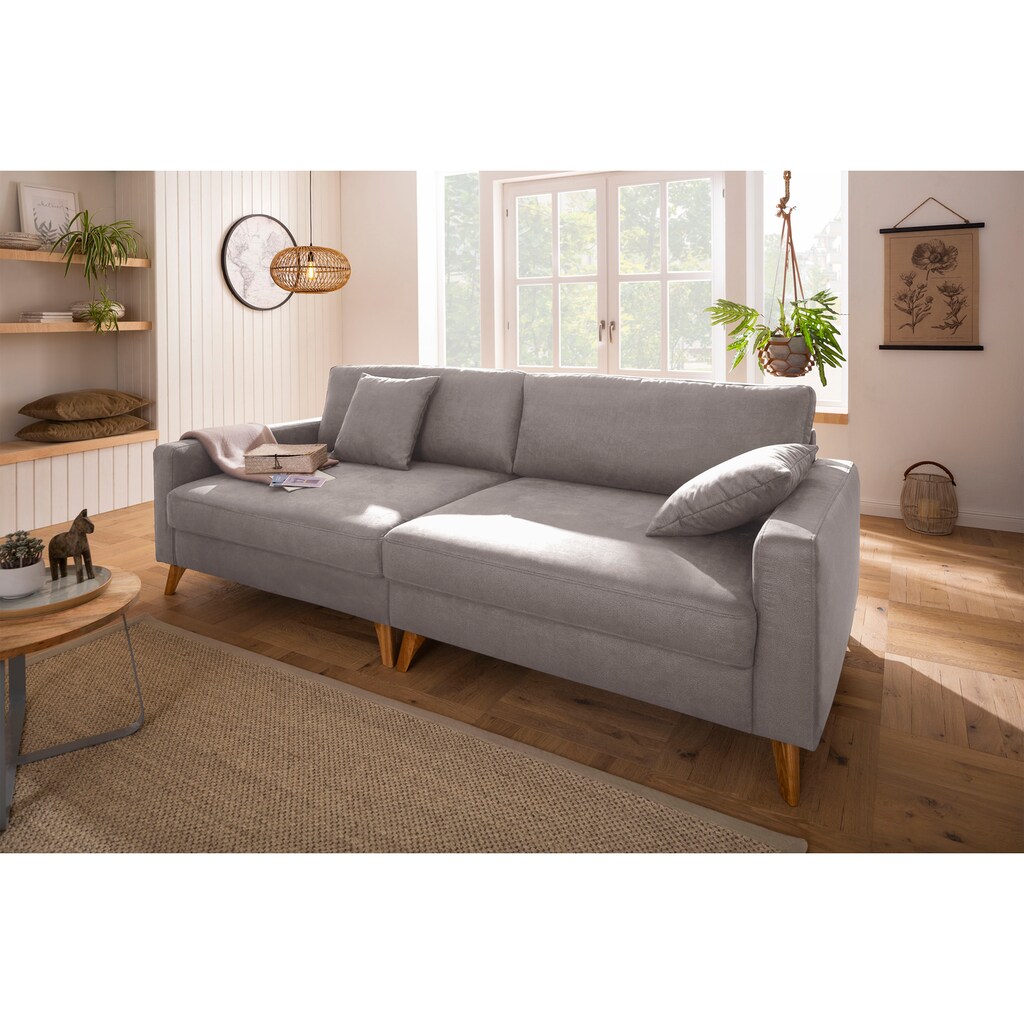 Home affaire Big-Sofa »Stanza«, incl. 2 Zierkissen und Keder, moderne Holzfüße, B/T/H: 254/113/89 cm