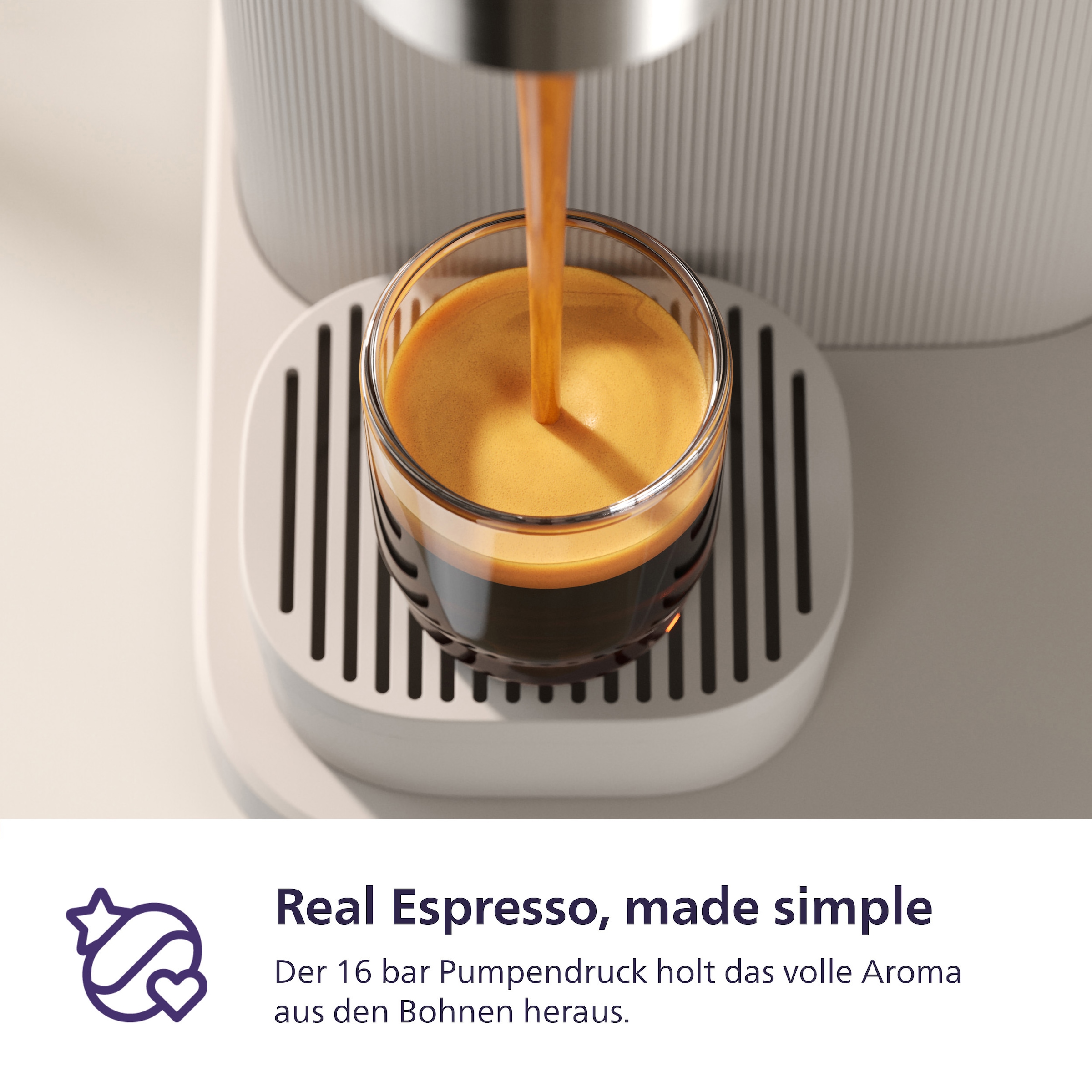 PHILIPS baristina Espressomaschine »mit Bean swap BAR320/00 mit Mahlwerk für ganze Bohnen«, Dualer Bohnenbehälter, Naturweiß​