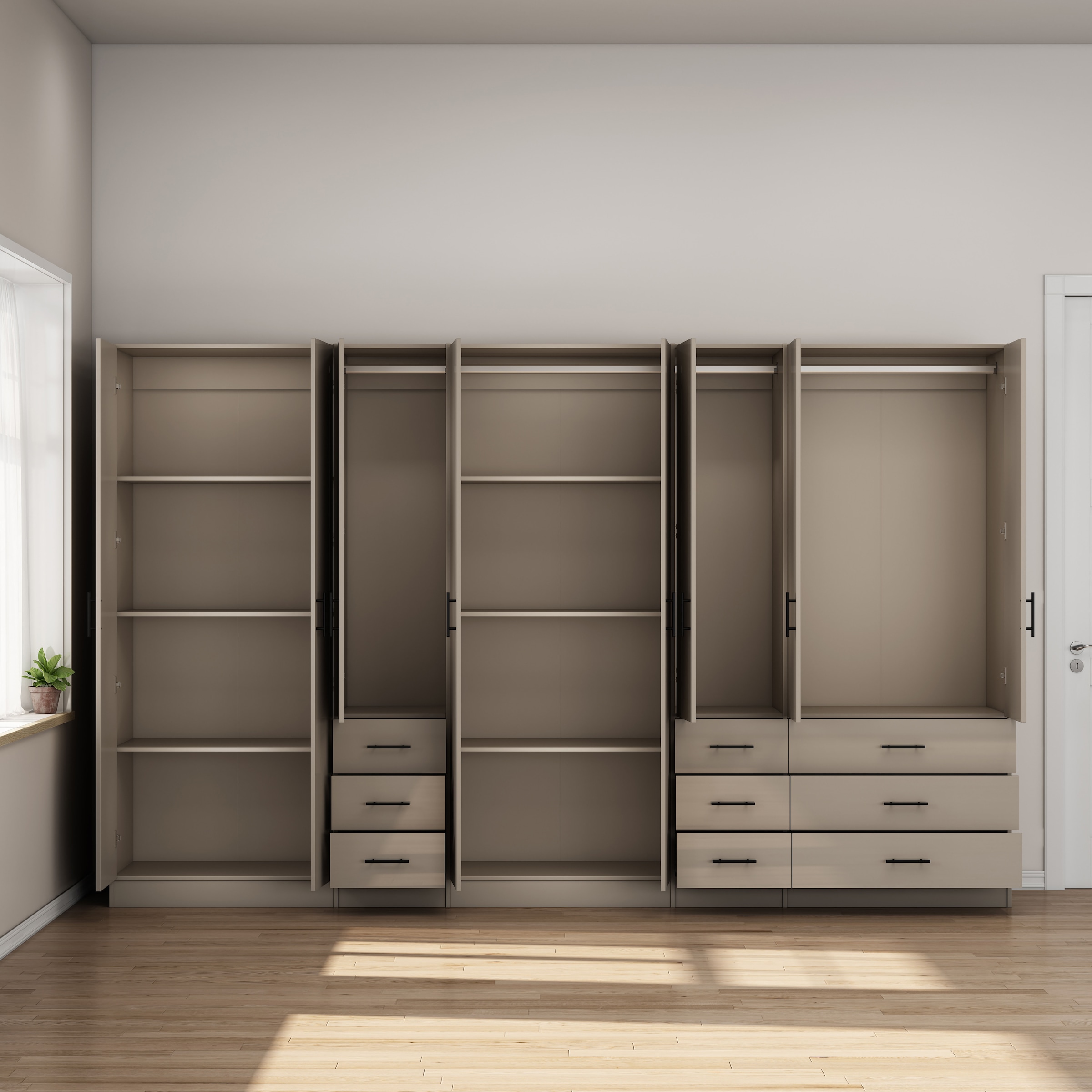 OTTO home Kleiderschrank »Trento Schlafzimmerschrank Garderobe hochglanz« Schrank mit 8 Türen und 9 Schubladen, hochglänzende Fronten