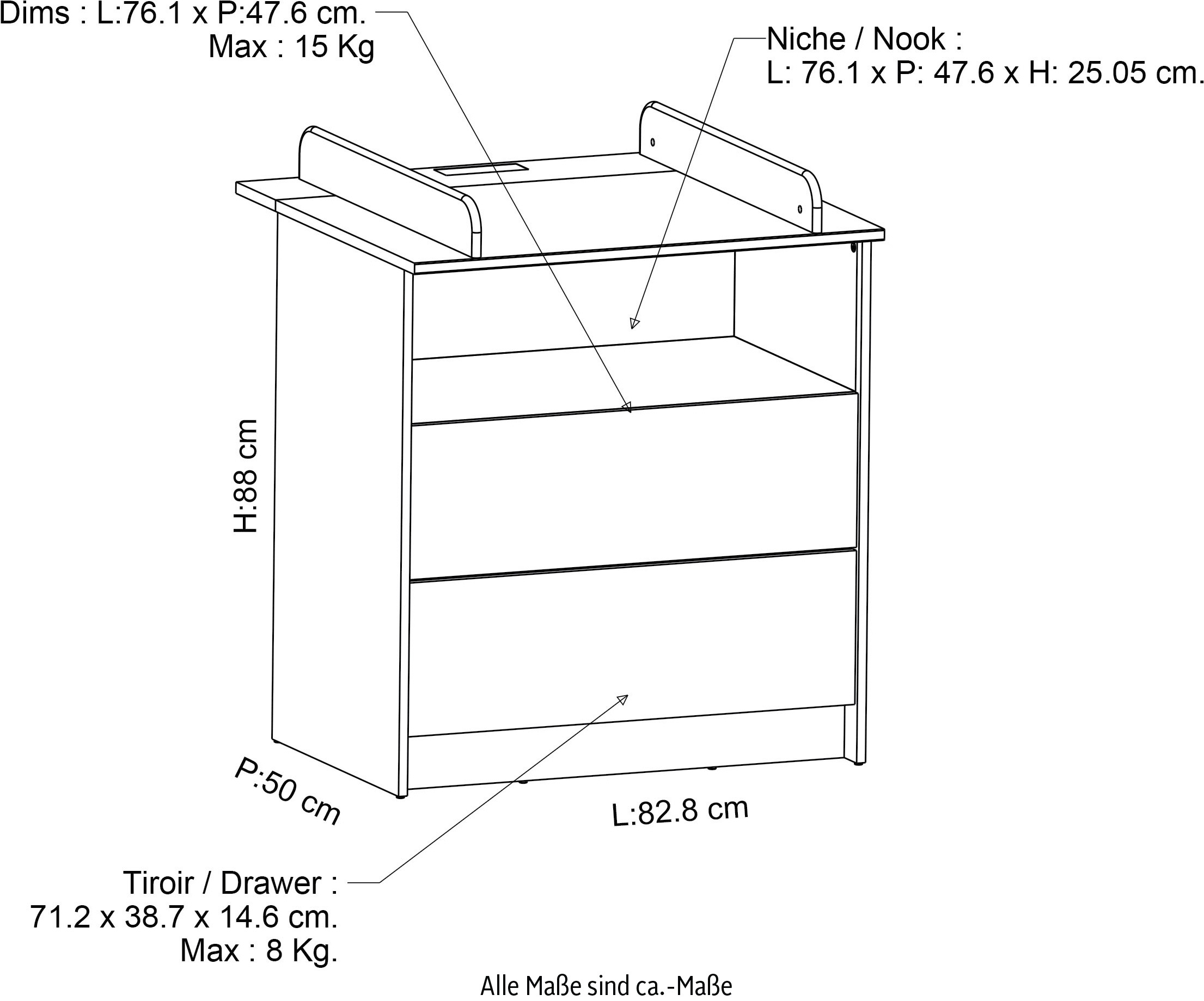 Demeyere GROUP Wickelkommode »Helicia« 79,6 cm