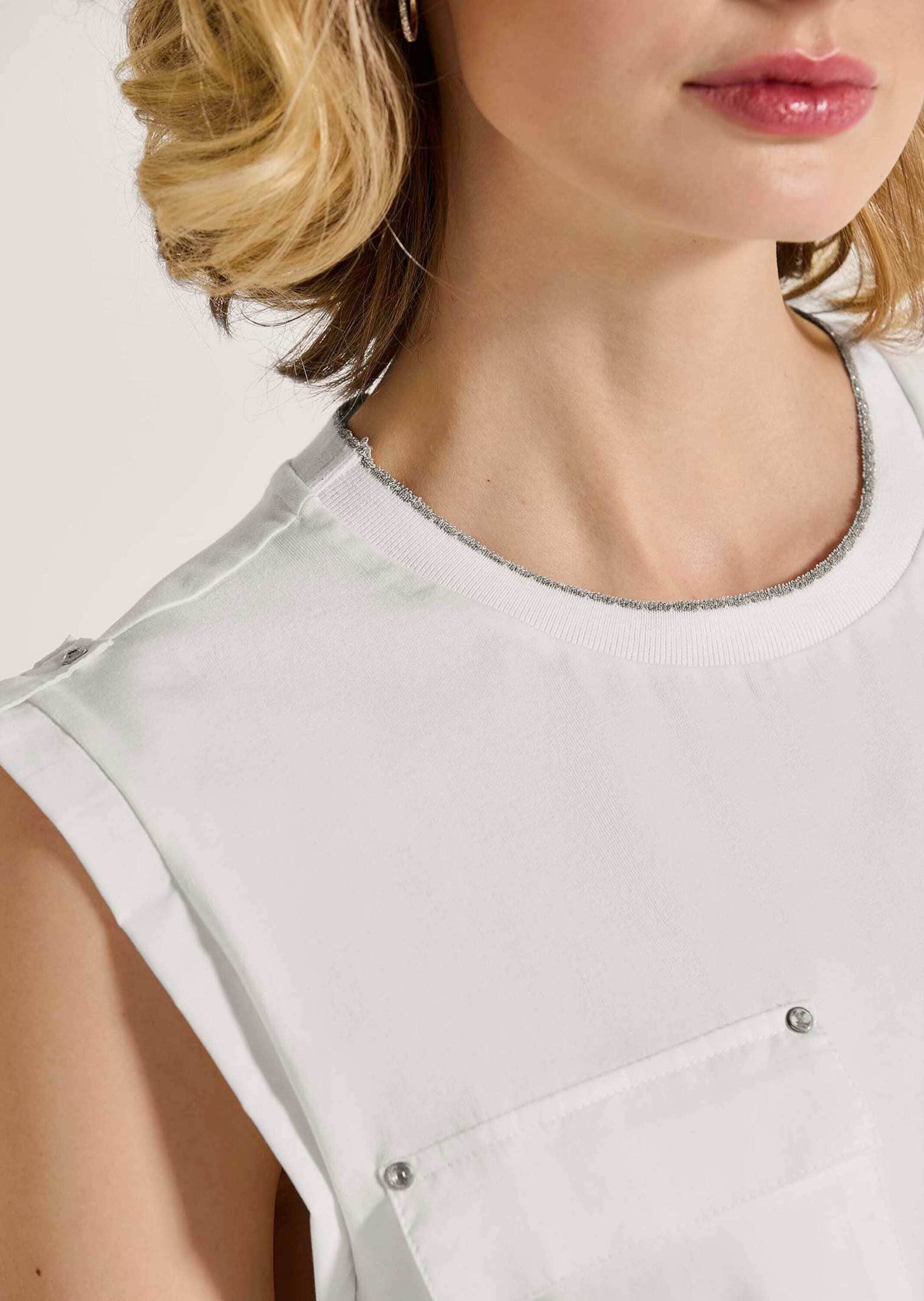 MADELEINE Kurzarmshirt »Shirt Ärmelloses Top mit Glanz-Akzent«
