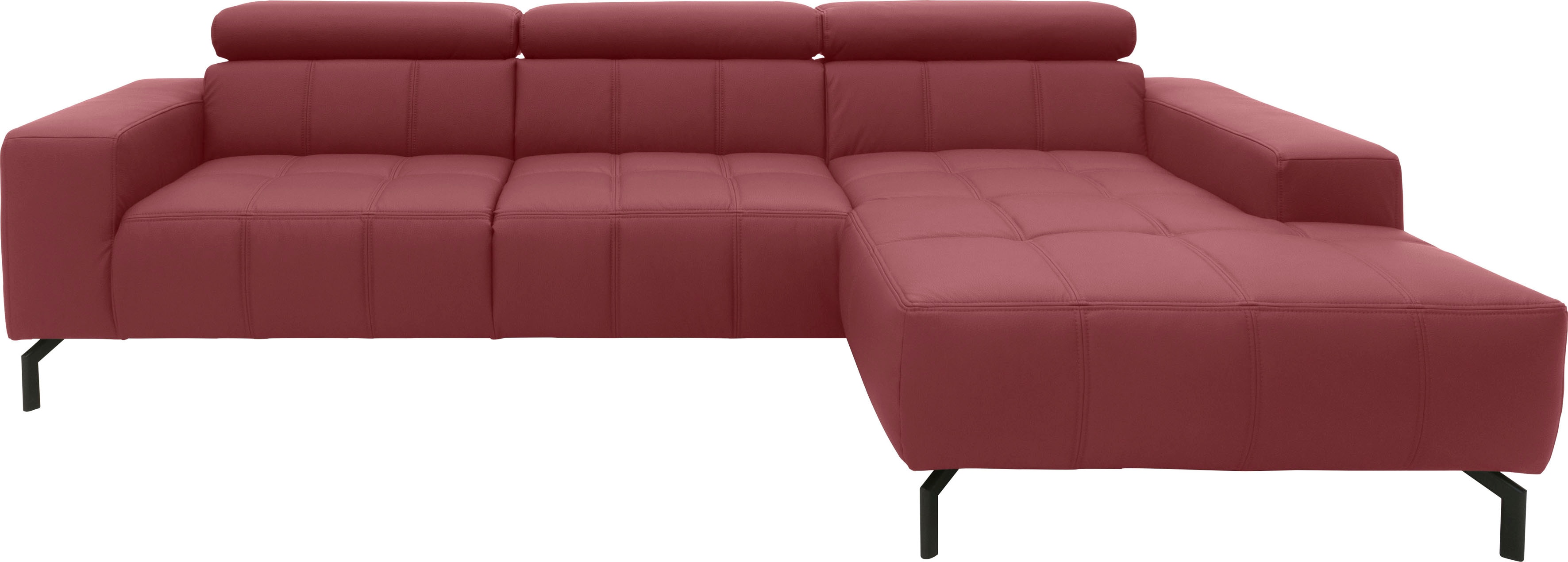 Domo Collection Ecksofa »Cunelli tolle Sitznähte als Designelement in rot, Größe B/H/T: 292 cm x 79 cm x 175 cm