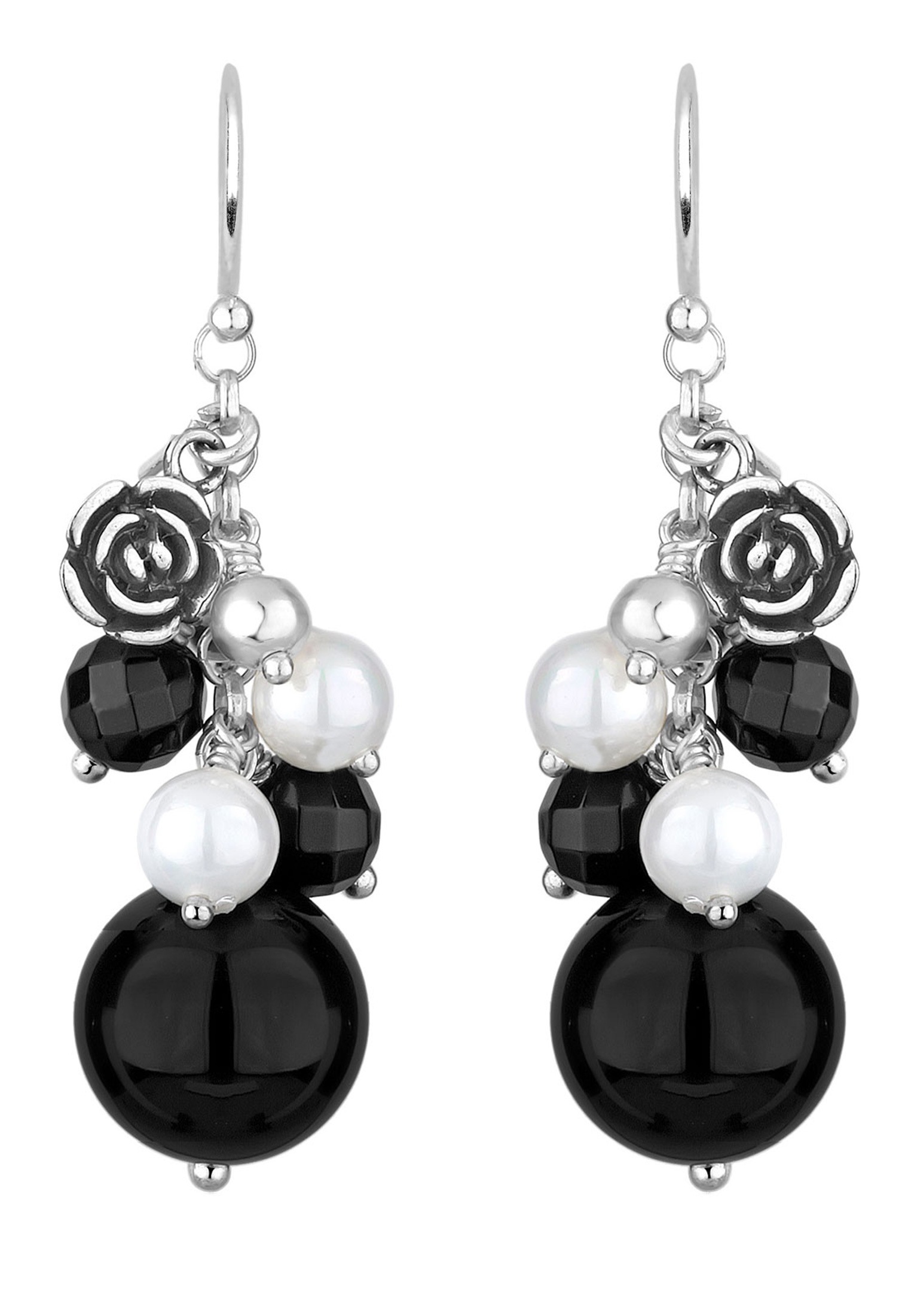 Elli Paar Ohrhänger »Ohrringe Elli Ohrringe Rose Onyx Muschelkernperlen 925 Sterling Silber«