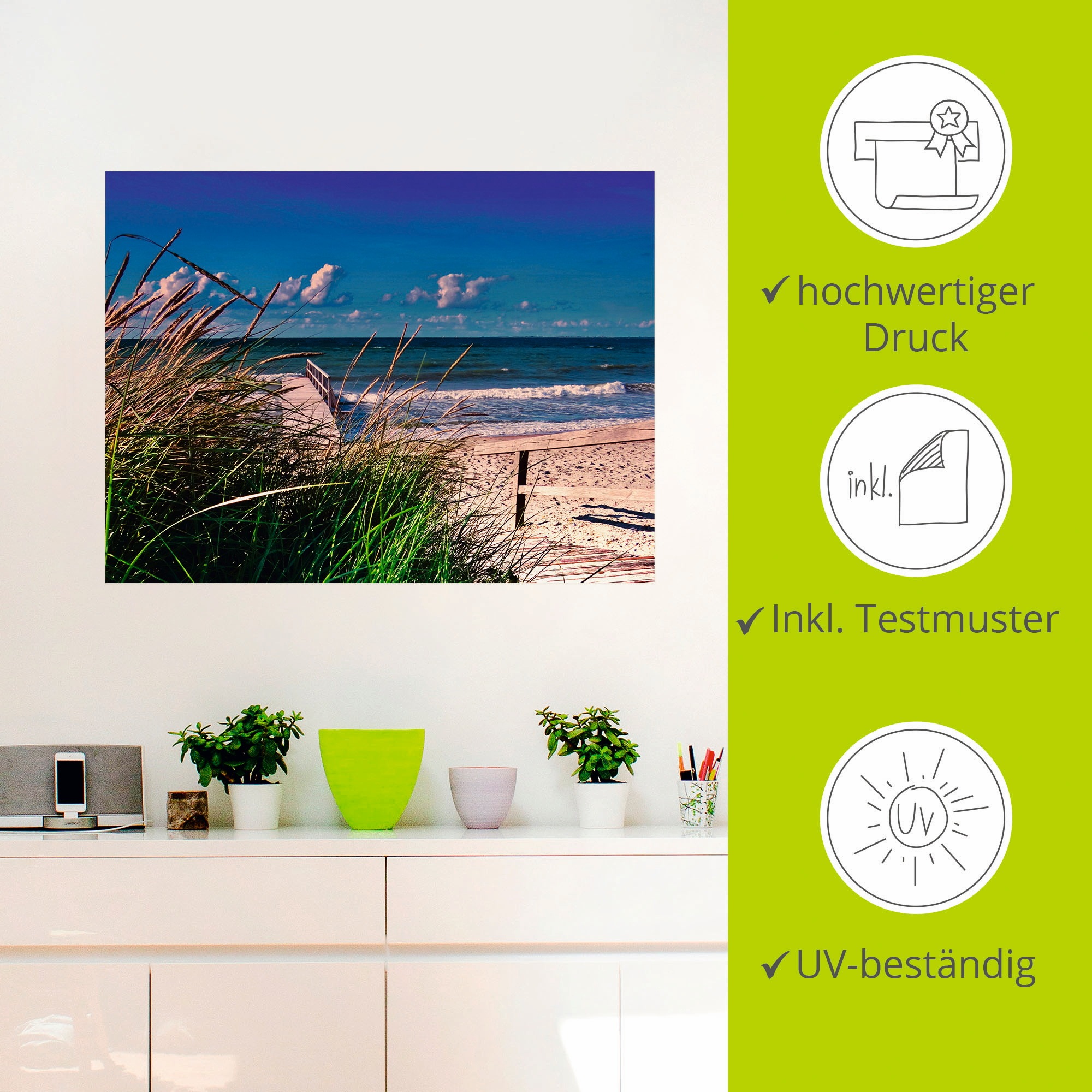 Artland Wandbild »Ostsee Impression Heiligenhafen«, Strand, (1 St.), als Alubild, Outdoorbild, Leinwandbild, Wandaufkleber, versch. Größen