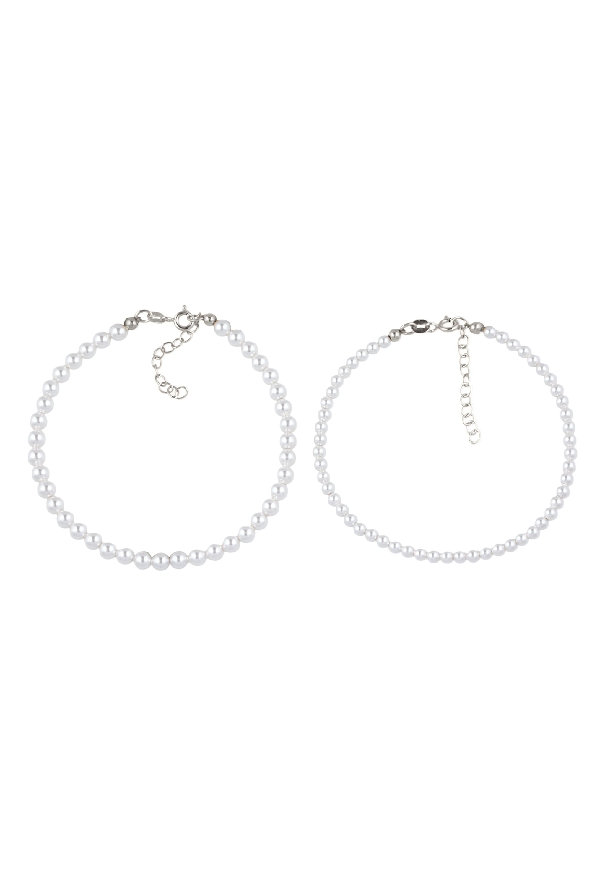 Elli Lederarmband »Armband Armbandset mit Perlen von Swarovski(R) 925 Sterling Silber«