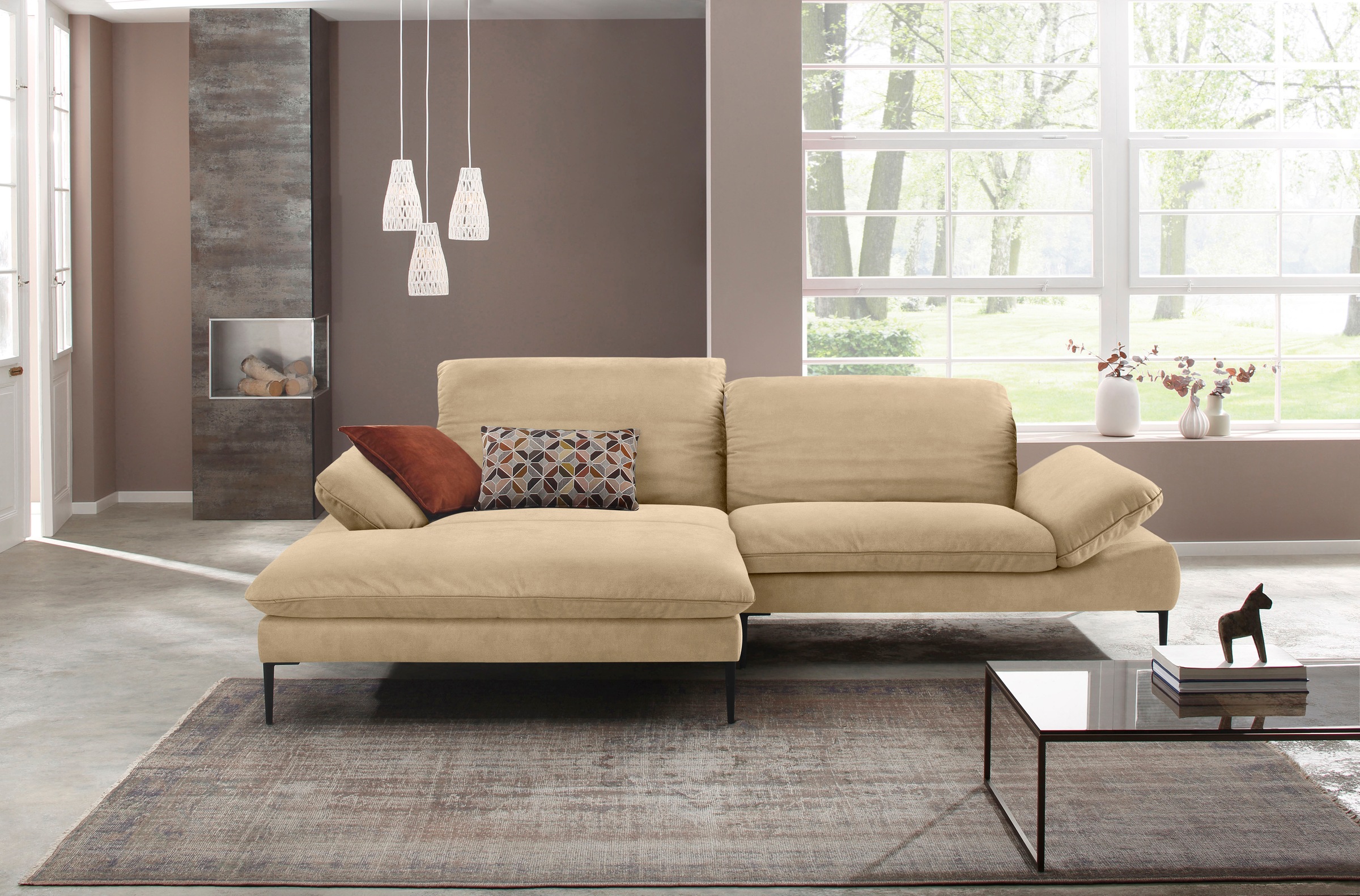 W.SCHILLIG Ecksofa »enjoy&MORE, Designsofa, elegant und bequem, L-Form«, Sitztiefenverstellung, Füße schwarz pulverbeschichtet, Breite 294 cm