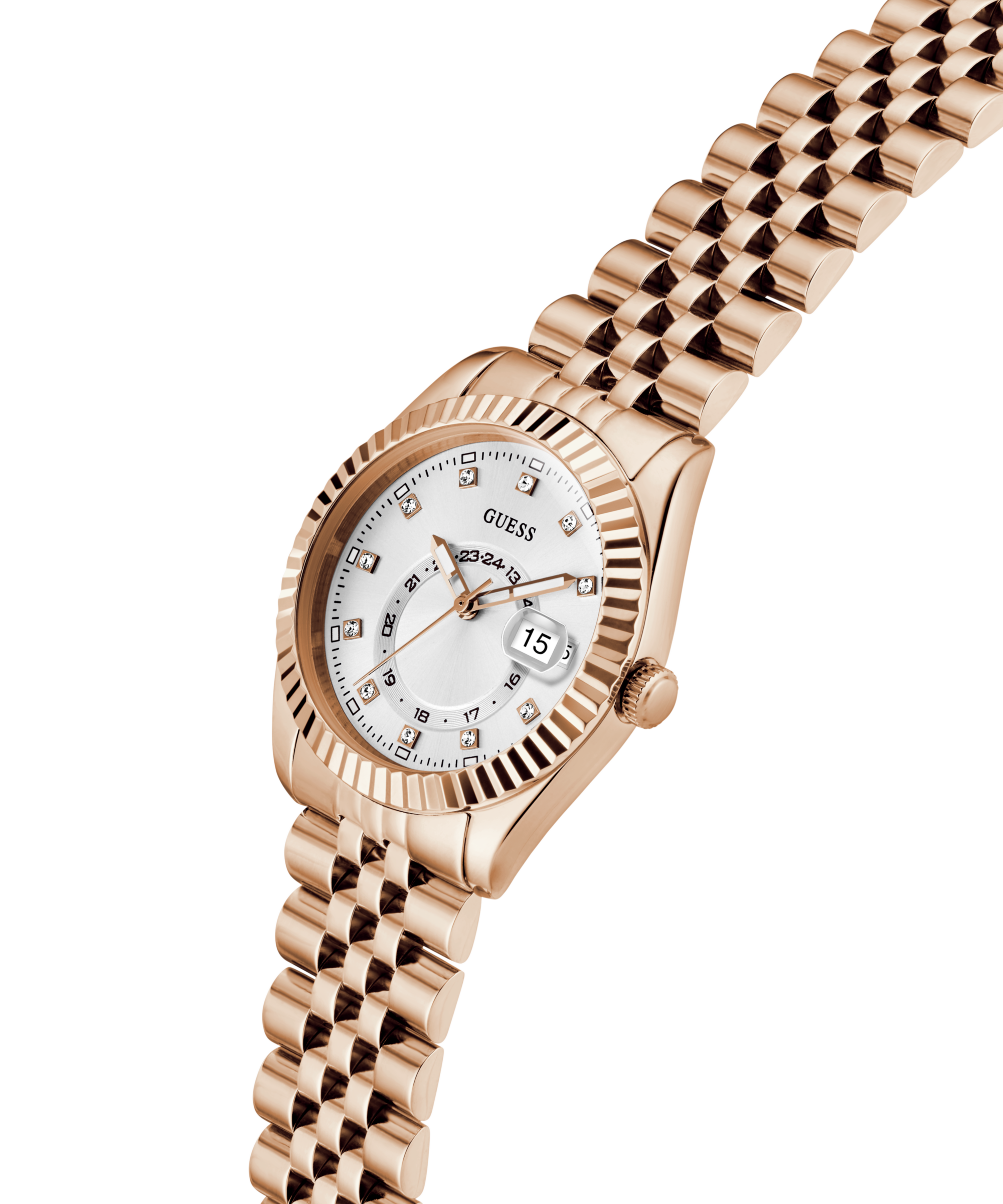 Guess Quarzuhr »JADA« Armbanduhr, Damenuhr, Edelstahlarmband, Datum