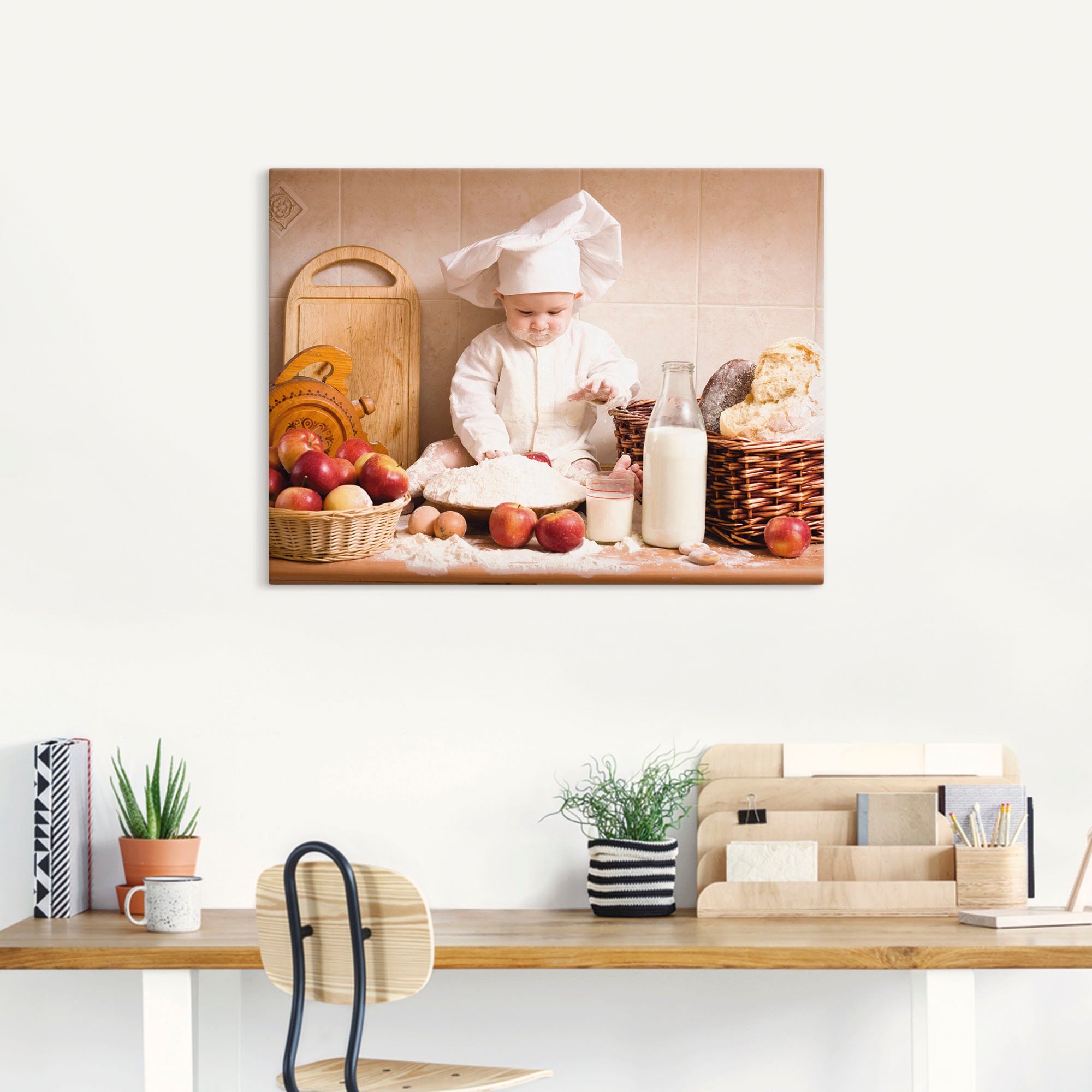 Artland Wandbild »Küche Junge Kind Backen«, Bilder von Kindern, (1 St.), als Alubild, Outdoorbild, Leinwandbild, Poster, Wandaufkleber