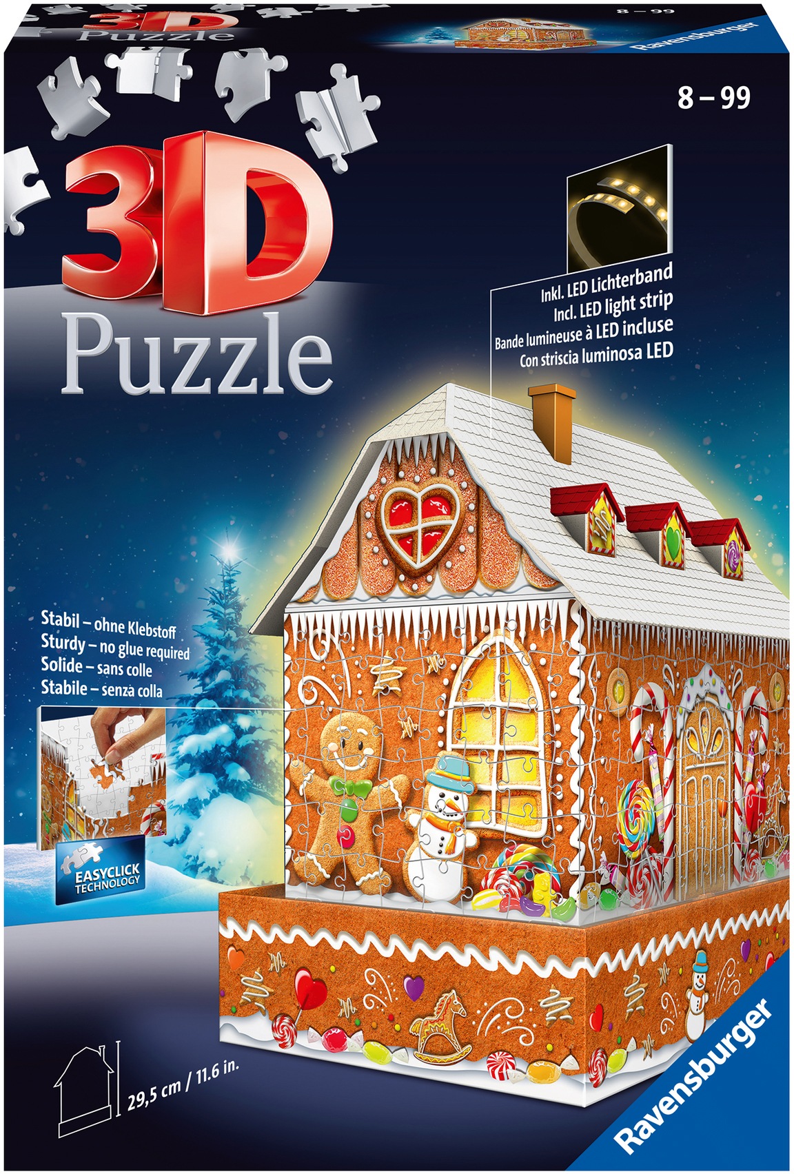 Ravensburger 3D-Puzzle »Lebkuchenhaus bei Nacht«, inkl. LED-Beleuchtung; Made in Europe, FSC® - schützt Wald - weltweit