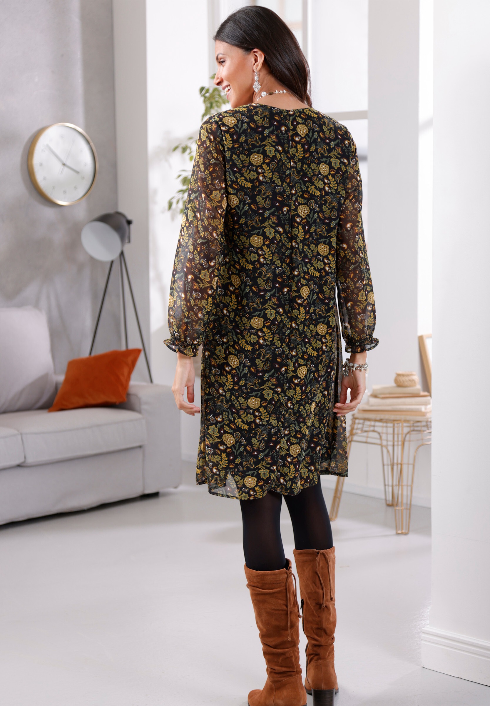 Sieh an! Jerseykleid »Kleid A-Linien-Kleid mit Raffungen vorne« Ohne Taschen