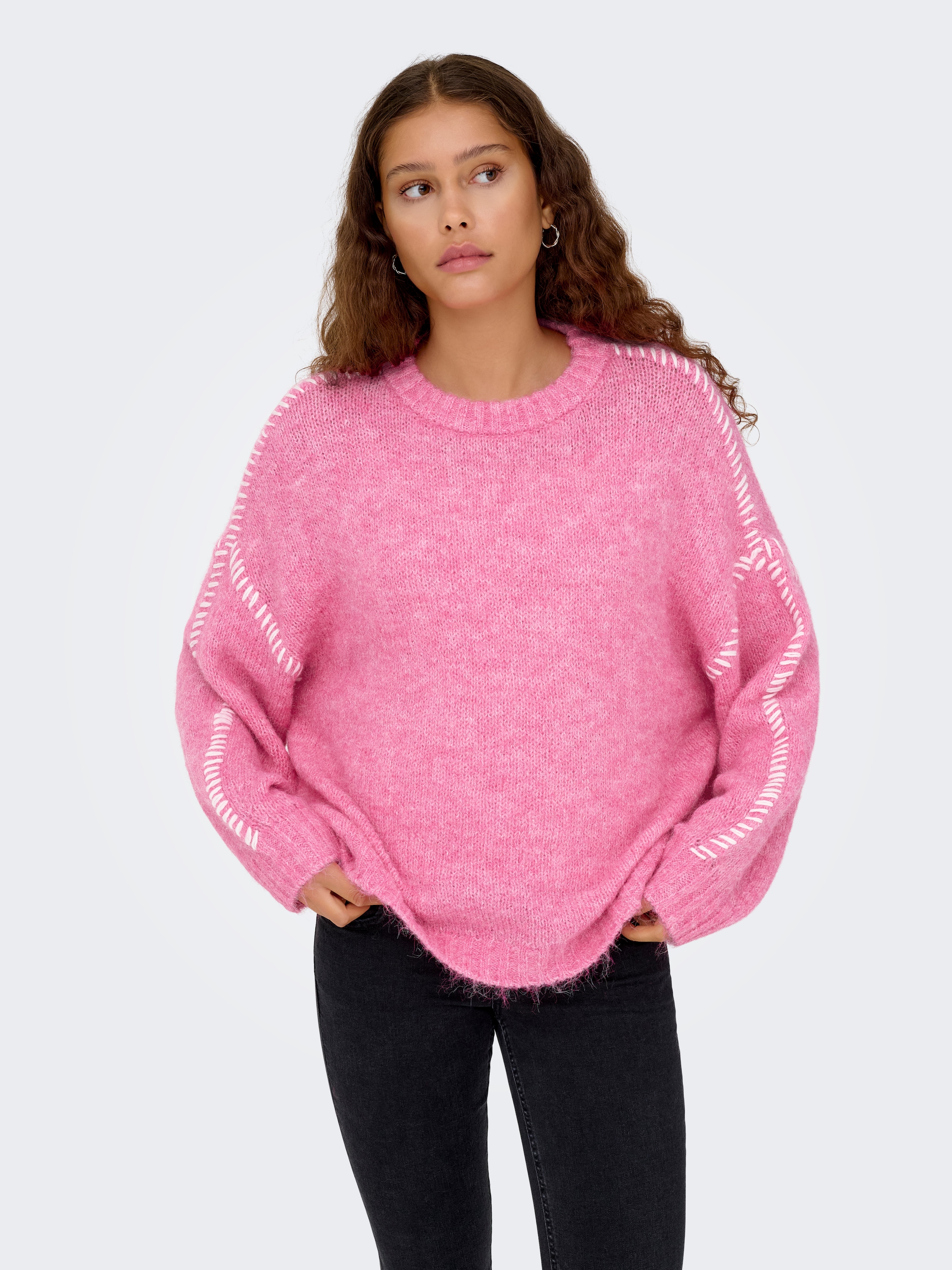 JDY Rundhalspullover »JDYZOEY LIFE L/S ON STITCH PULL KNT NOOS« mit dekorativen Ziernähten