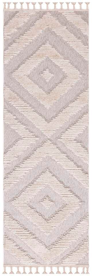 Carpet City Läufer »Valencia 813«, rechteckig, Boho-Stil, Raute-Muster, 3D-Effekt, mit Fransen, Sisal