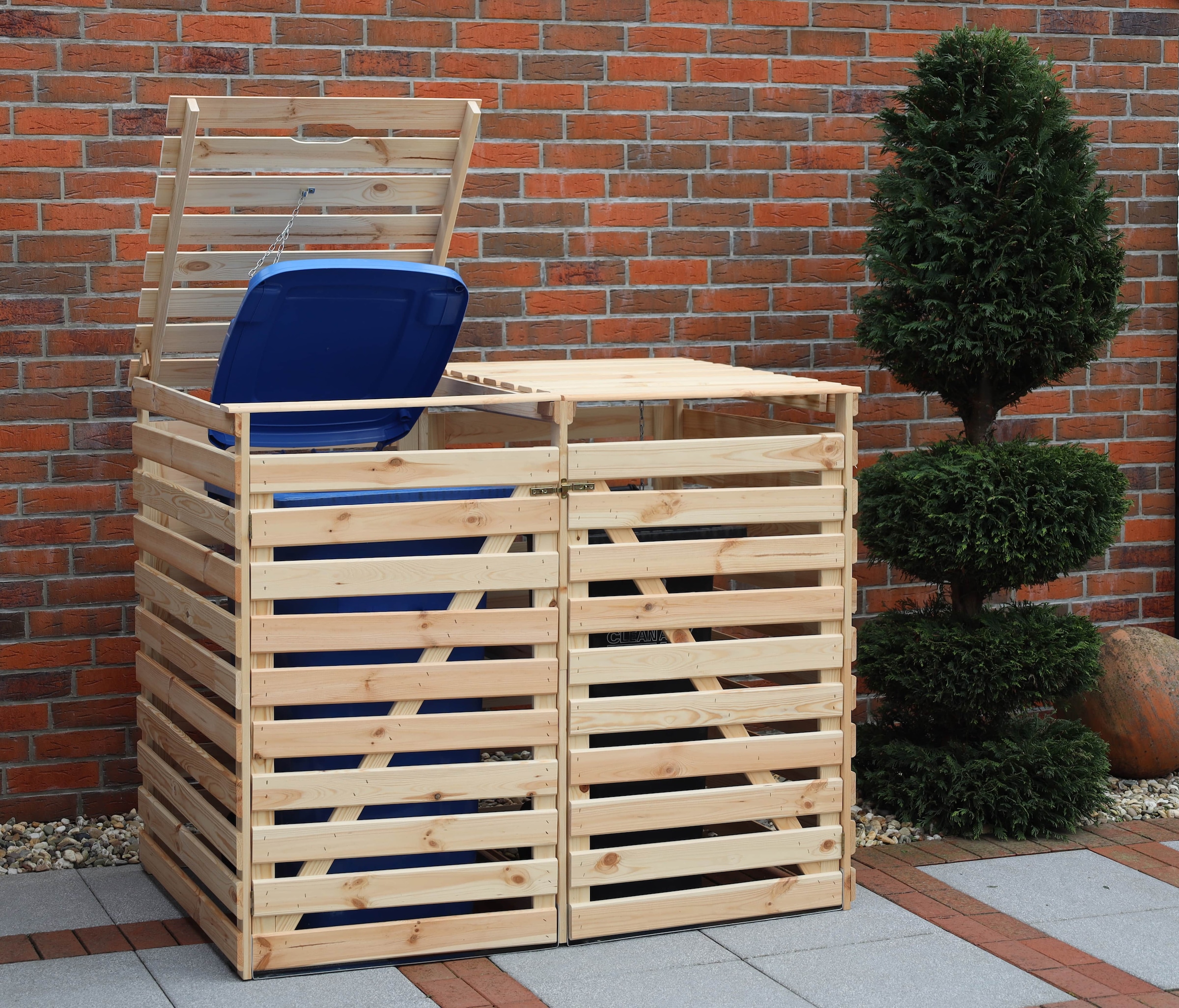 promadino Mülltonnenbox »Vario V« für 2 x 240 l, holzfarben