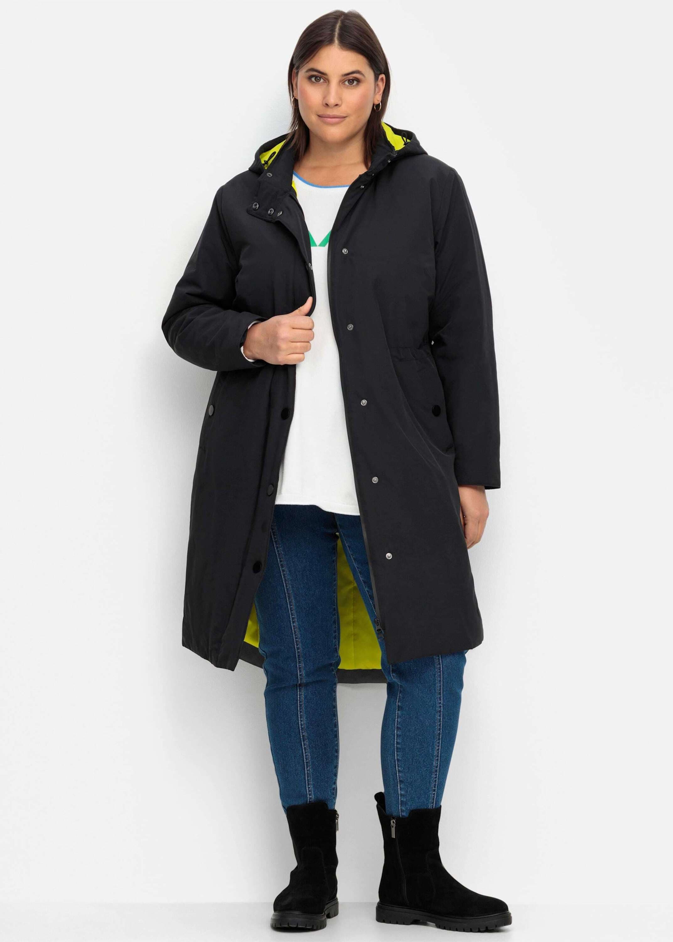 Sheego Langjacke »Mantel Parka mit Kontrast-Futter« Abnehmbare Kapuze