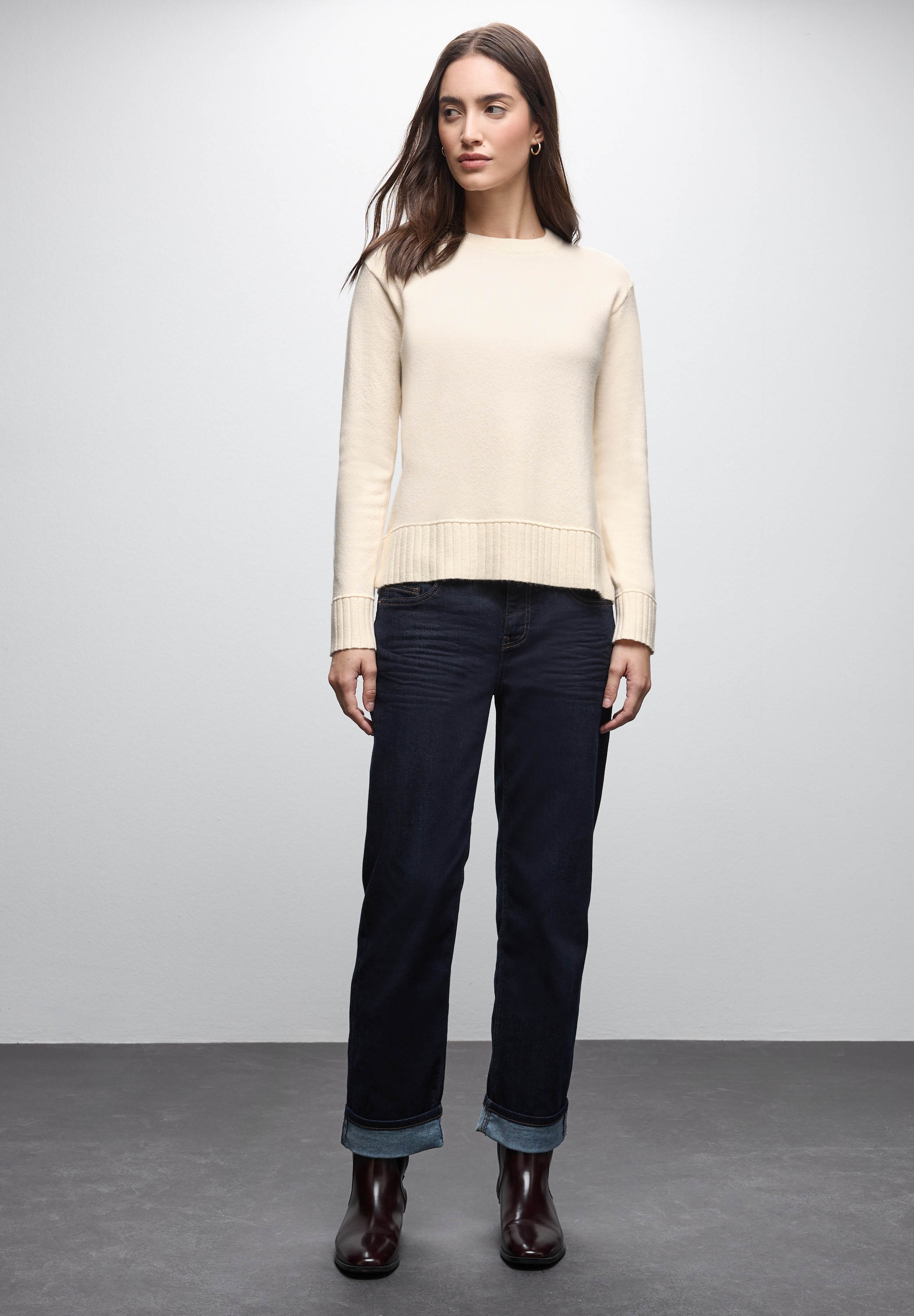 STREET ONE Rundhalspullover mit Rippbündchen