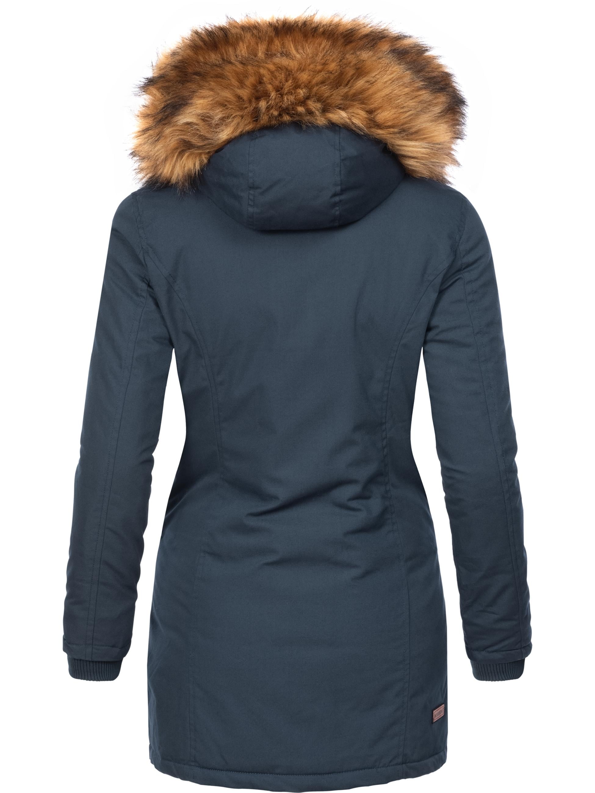 Marikoo Wintermantel »Wintermantel Karmaa-Prc«, edler Parka mit Kunstfellkapuze
