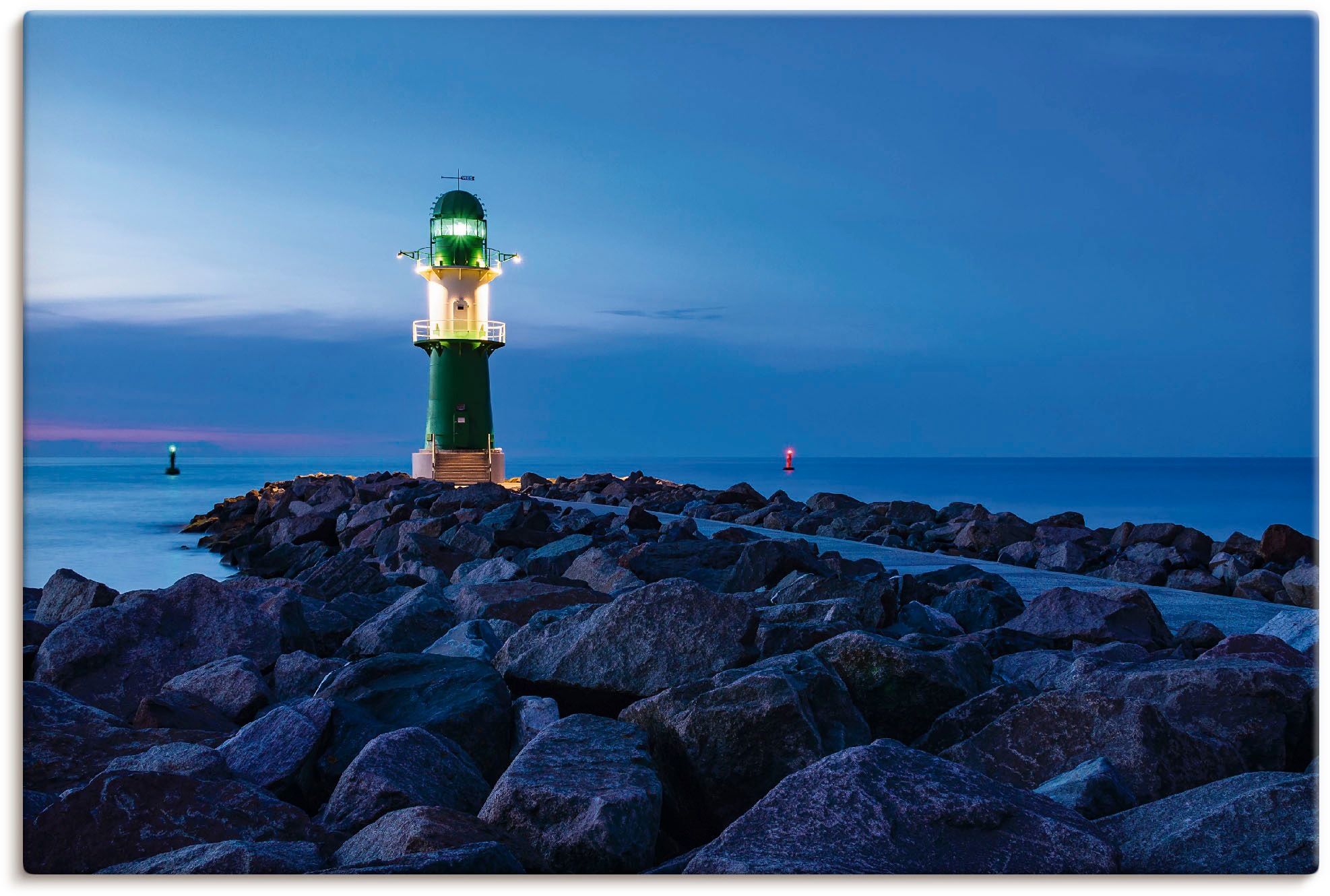 Artland Wandbild »Mole bei Nacht in Warnemünde«, Küste, (1 St.), in vielen Größen & Produktarten - Alubild / Outdoorbild für den Außenbereich, Leinwandbild, Poster, Wandaufkleber / Wandtattoo auch für Badezimmer geeignet