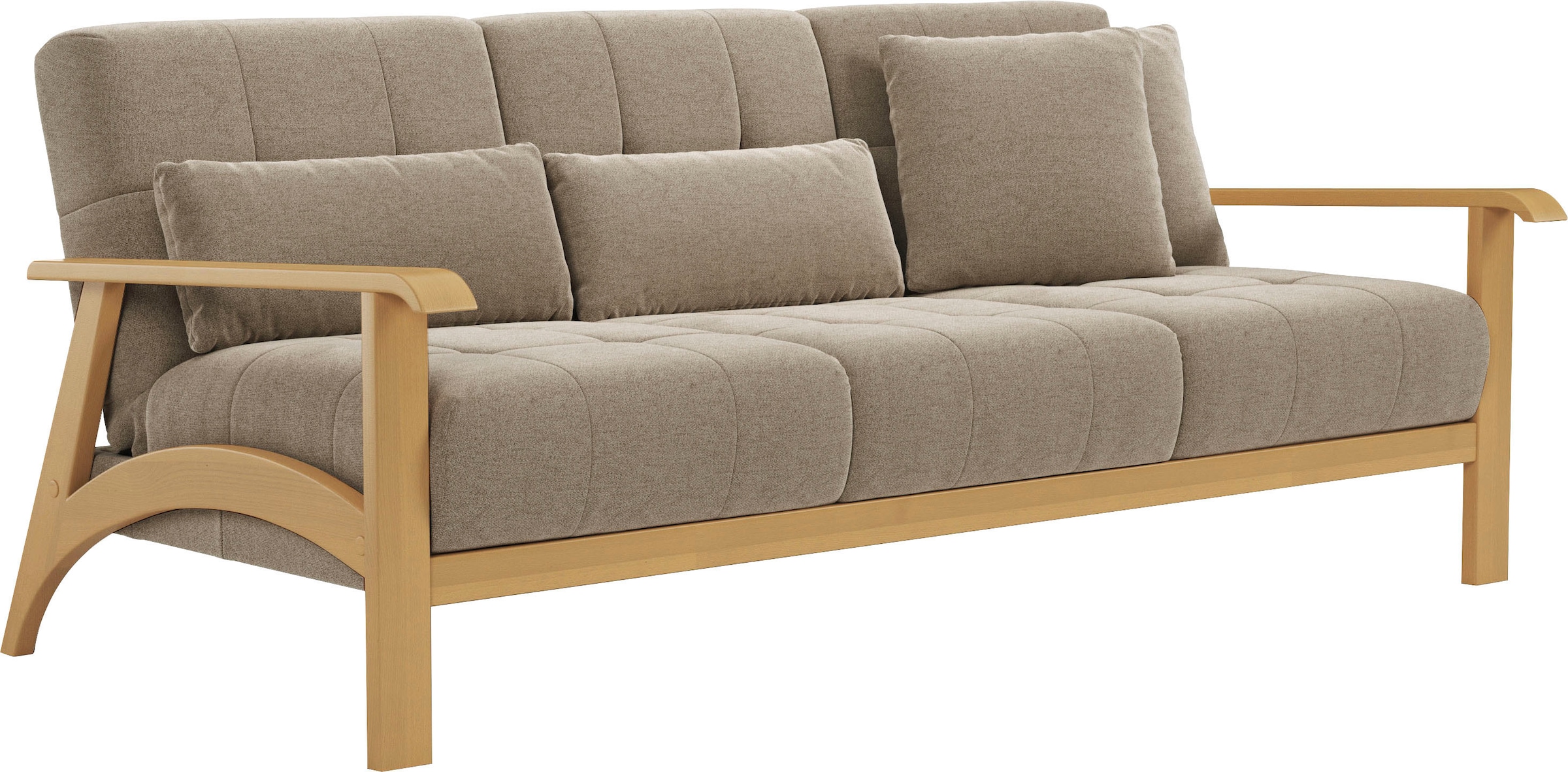 sit&more 3-Sitzer »Billund«, Armlehnen aus eichefarbigem Buchenholz, verschiedene Bezüge und Farben