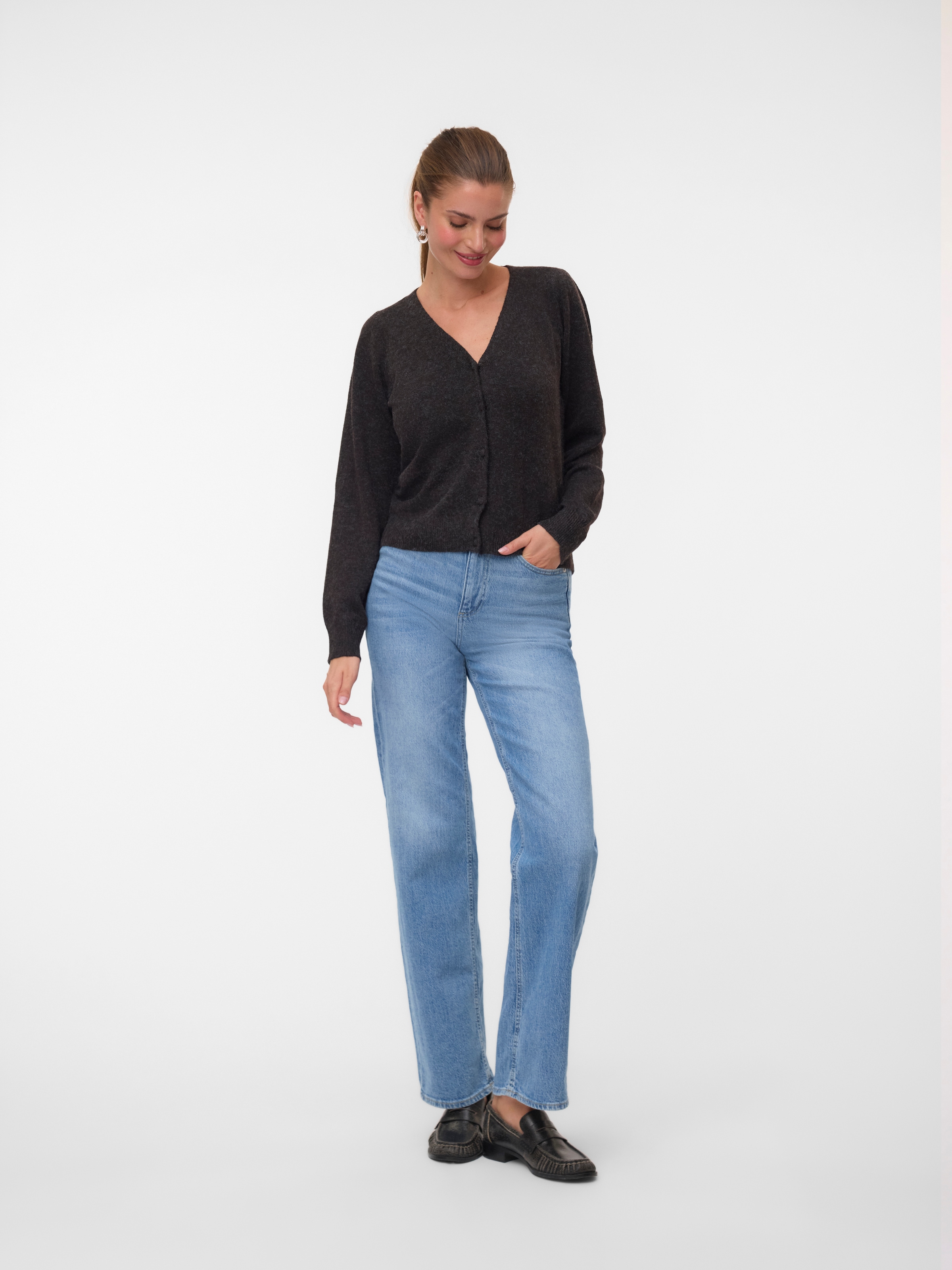 Vero Moda Strickjacke »VMDOFFY LS V-NECK CARDIGAN NOOS« Materialmix