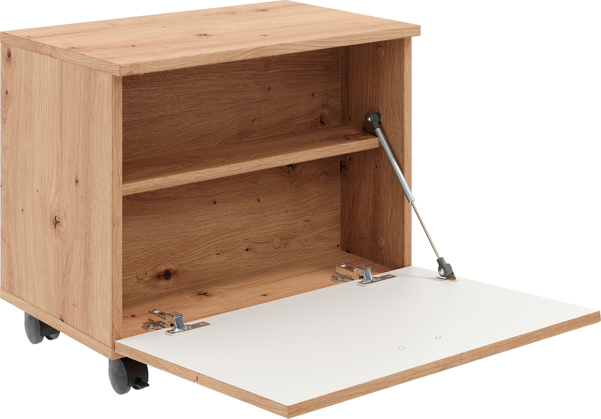 welltime Rollcontainer »Gossau«, Bad-Rollcontainer in Echtholzoptik mit 2 Fächern - (B/T/H) 55/34/47 cm