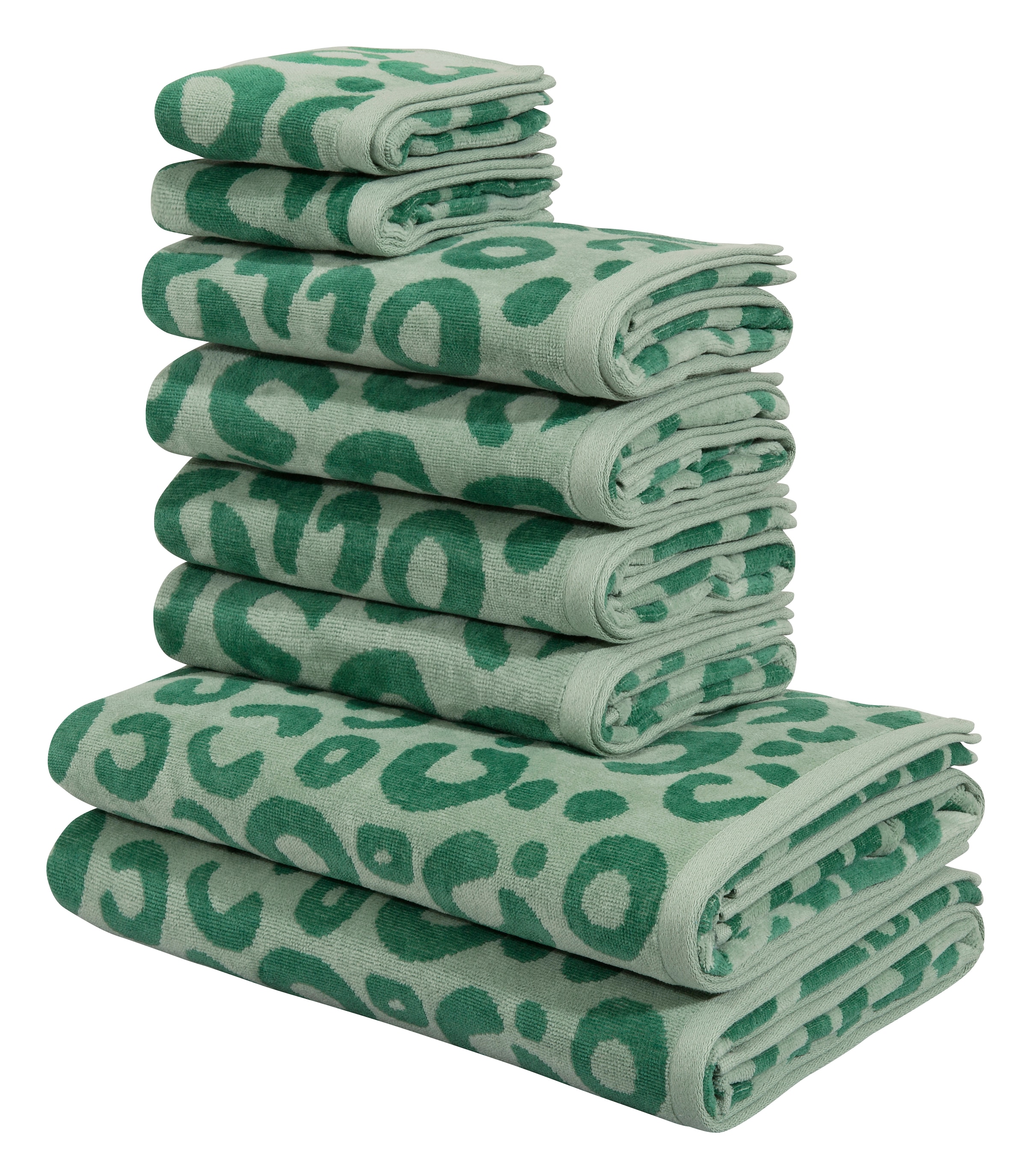 OTTO home Handtuch Set »Anna Leopardenmuster, 8-tlg Handtuch-Set, 100% Baumwolle« Set 8 tlg. Frottiervelours Duschtücher, Handtücher und Gästetücher, weich, modern, Animal Print