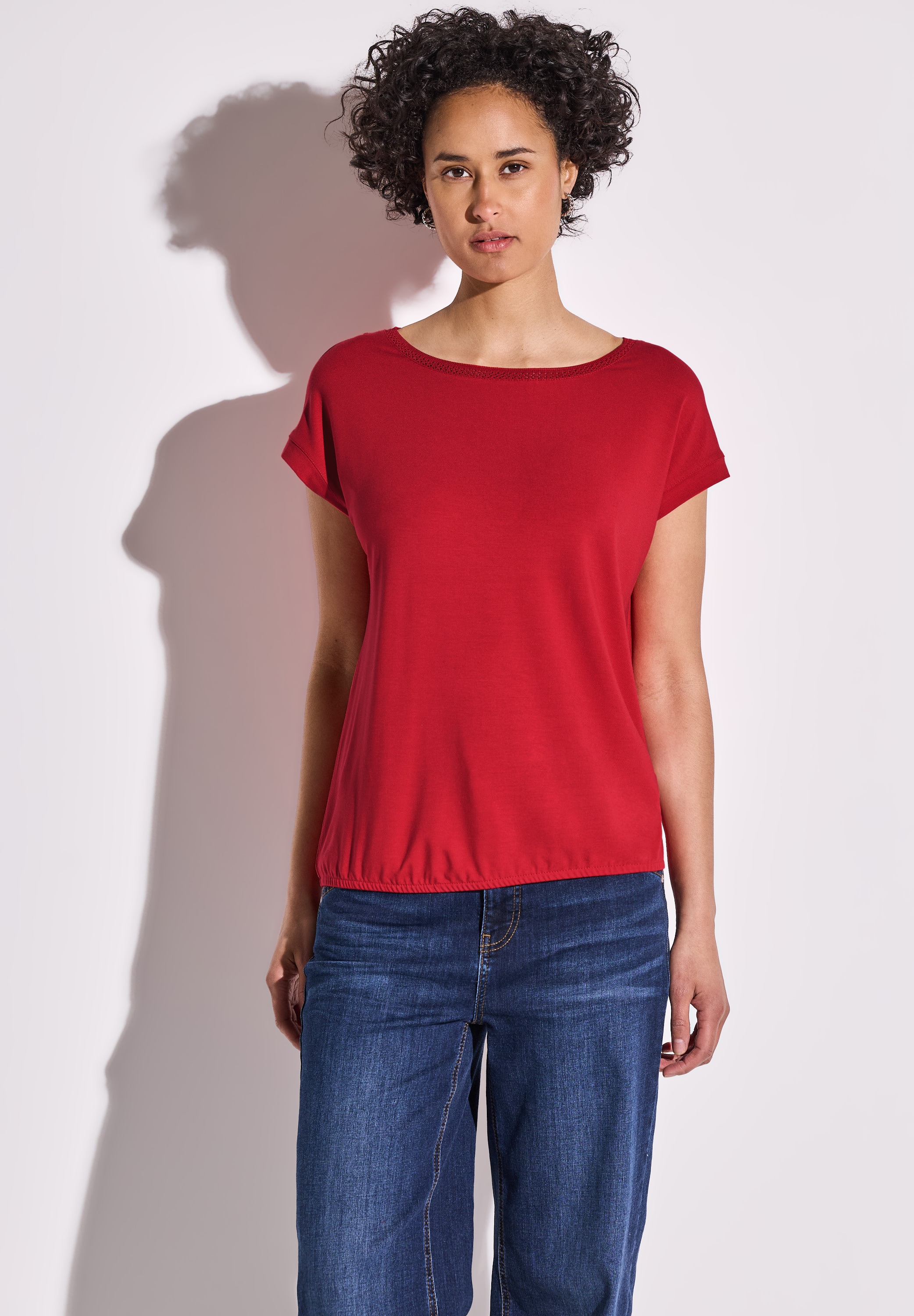 STREET ONE T-Shirt, mit Dekortape und elastischem Saum
