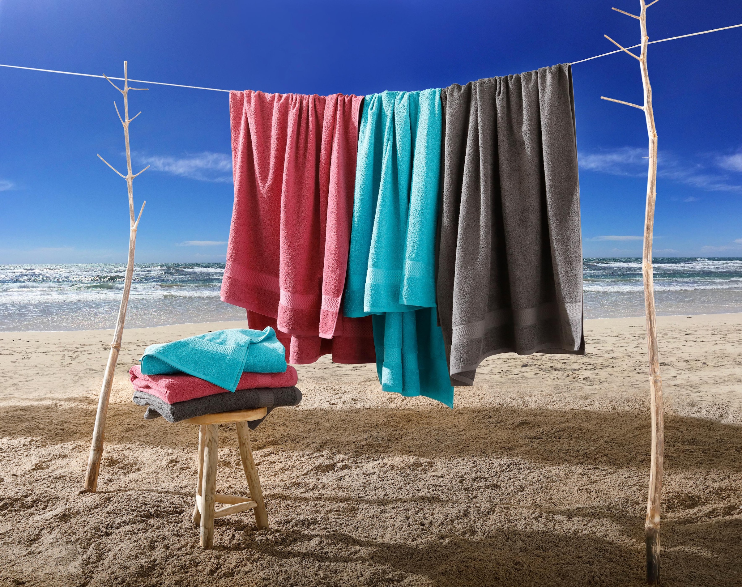 my home Strandtücher »Juna«, (2 Badetuch, Baumwolle Handtuch-Set, Set und St.), OTTO als Serie, online 100% bei Uni-Farben