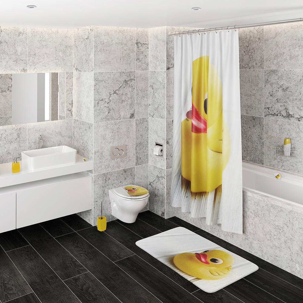 Sanilo Badaccessoire-Set »Ente«, (Komplett-Set, 3 tlg.), bestehend aus WC-Sitz, Badteppich und Waschbeckenstöpsel