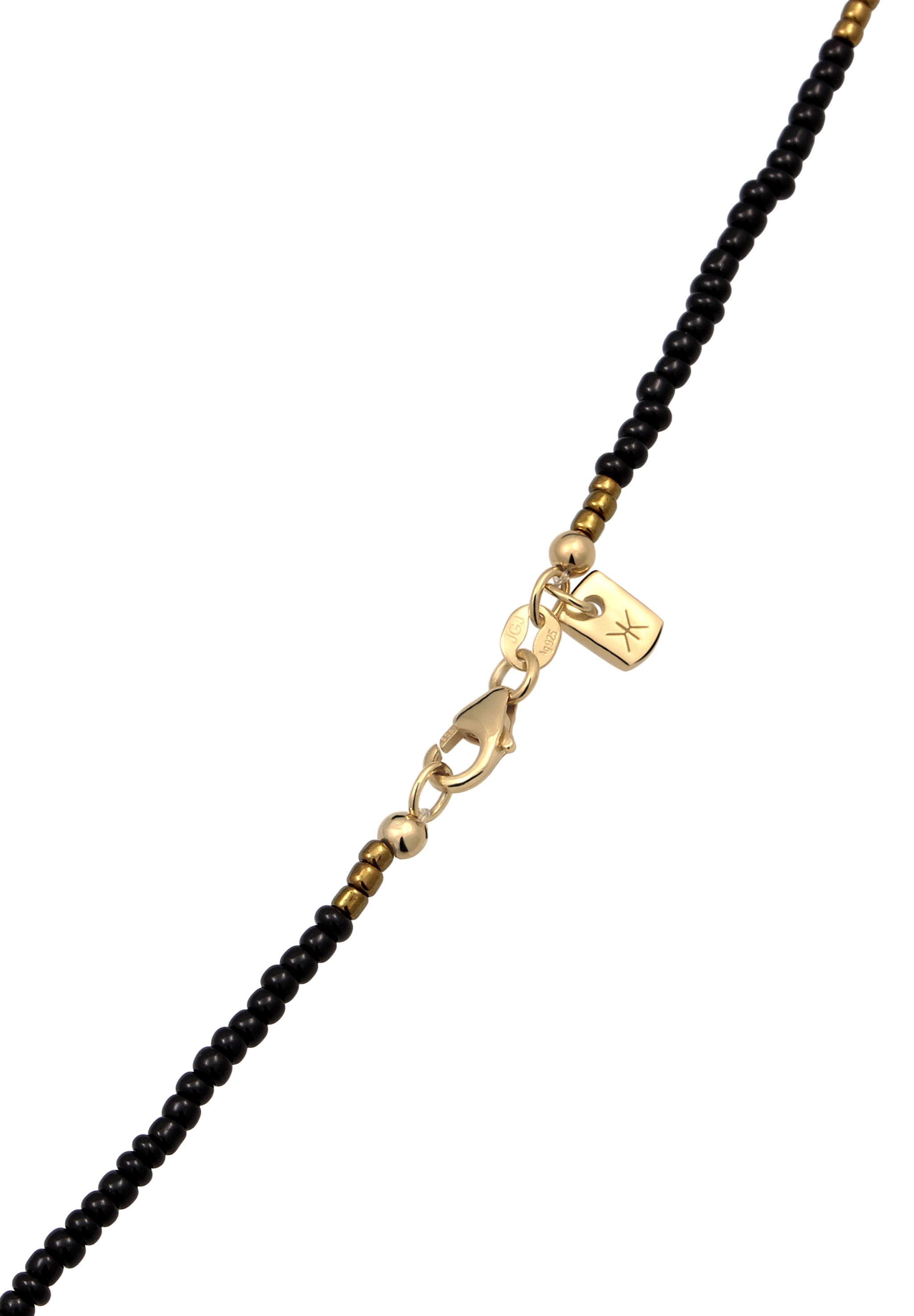 Kuzzoi Silberkette »Halskette Glas Beads Schwarz 925 Sterling Silber vergoldet«