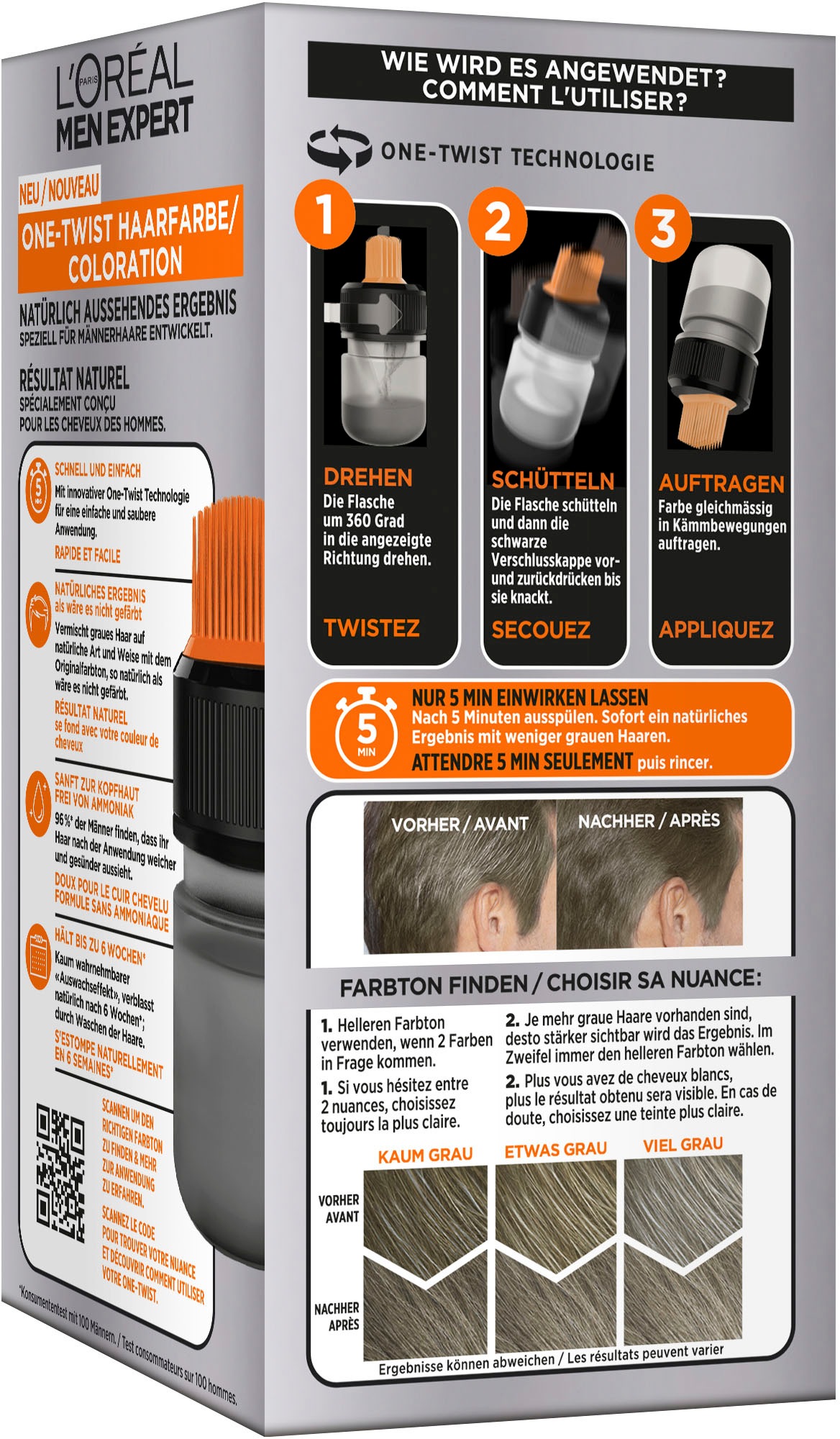 L'ORÉAL PARIS MEN EXPERT Coloration »Haarfarbe One-Twist«, mit pflegender Formel