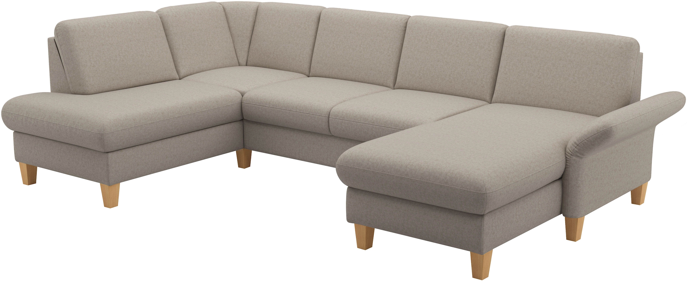 Home affaire Wohnlandschaft »Rochelle, U-Form«, optional mit Armteilverstellung, mit Bettfunktion & Bettkasten