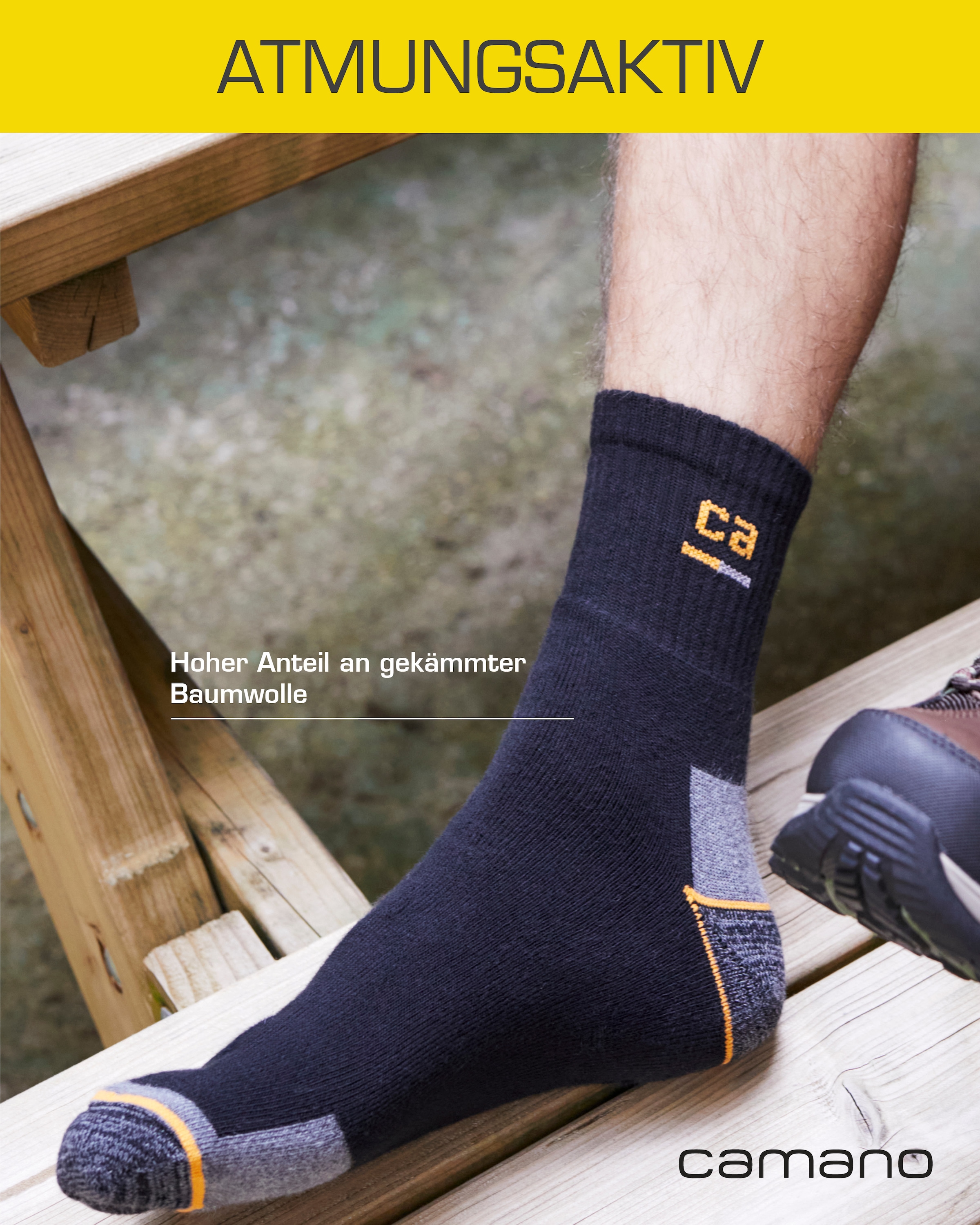 Camano Arbeitssocken »work« 9 Paar tlg. verstärkte Belastungszonen, atmungsaktiv, gepolstert