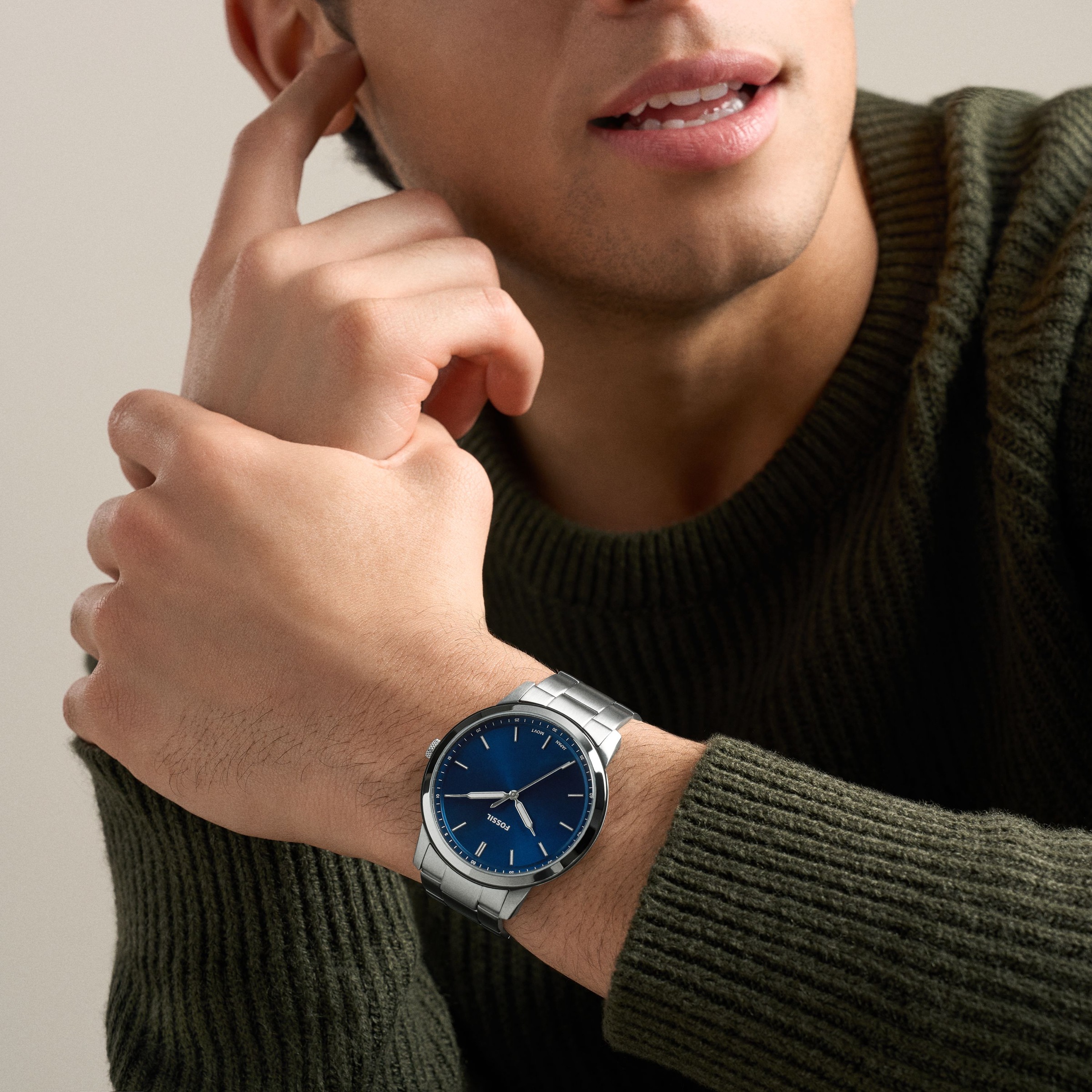 Fossil Quarzuhr »Minimalist« Armbanduhr, Edelstahlarmband, analog