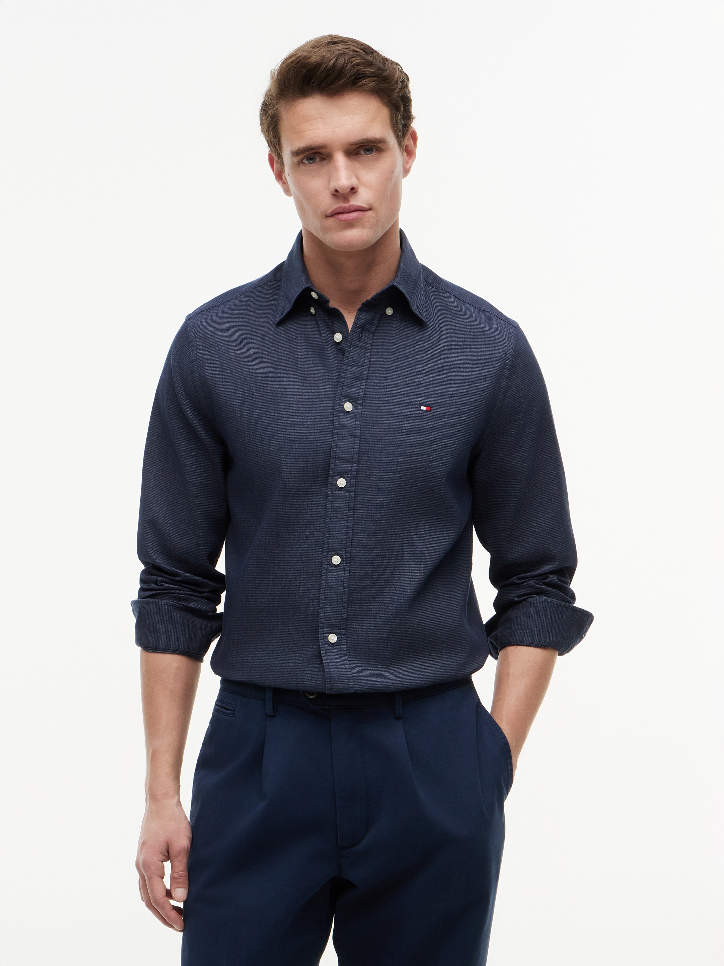Tommy Hilfiger Langarmhemd »FLEX POP MINI DOBBY RF SHIRT« Regular Fit Dobby Structure