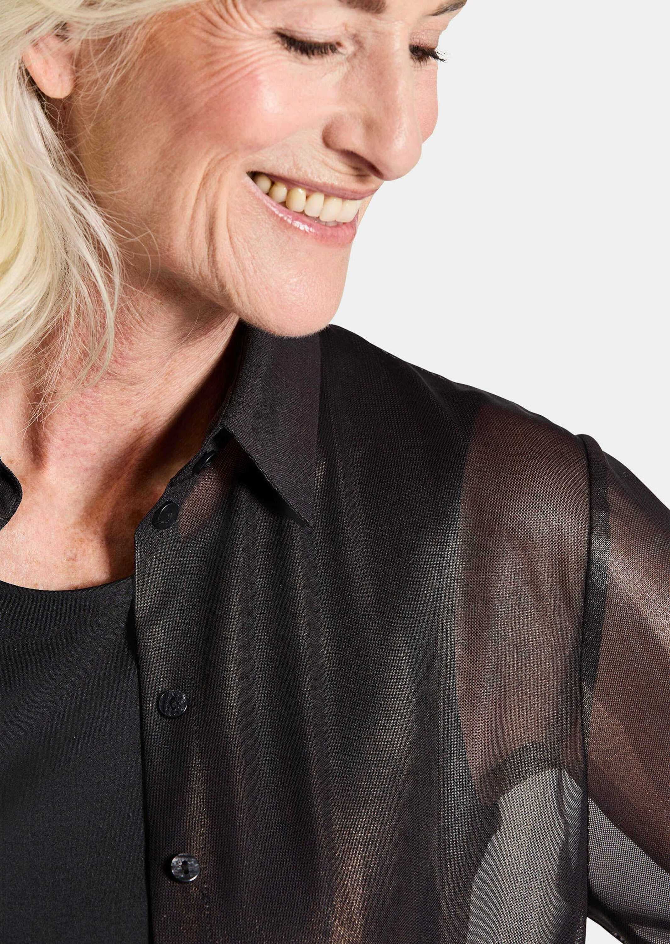 GOLDNER Hemdbluse »Kurzgröße Bluse aus semitransparentem Mesh«