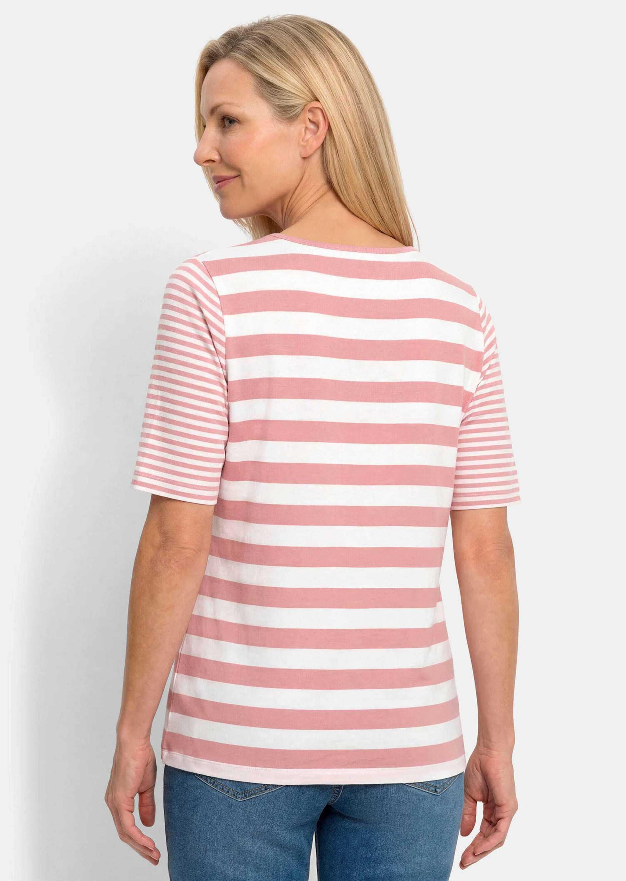 GOLDNER Kurzarmshirt »Kurzgröße Streifenshirt aus softer Baumwollmischung« stretchbequemer Viskosejersey