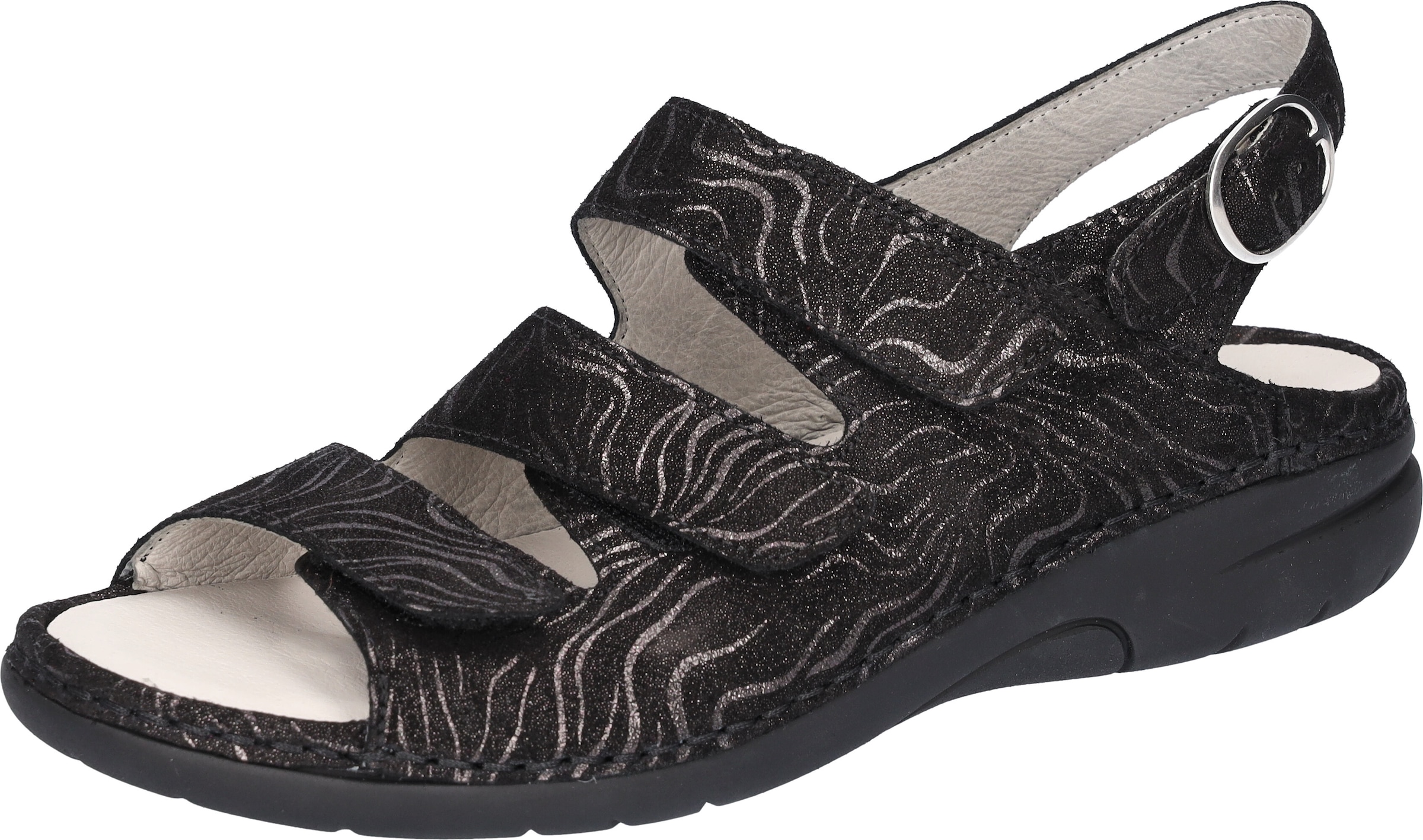 Waldläufer Riemchensandale »GUNNA«, Sommerschuh, Sandalette, Keilabsatz, in Metallic-Optik, G-Weite