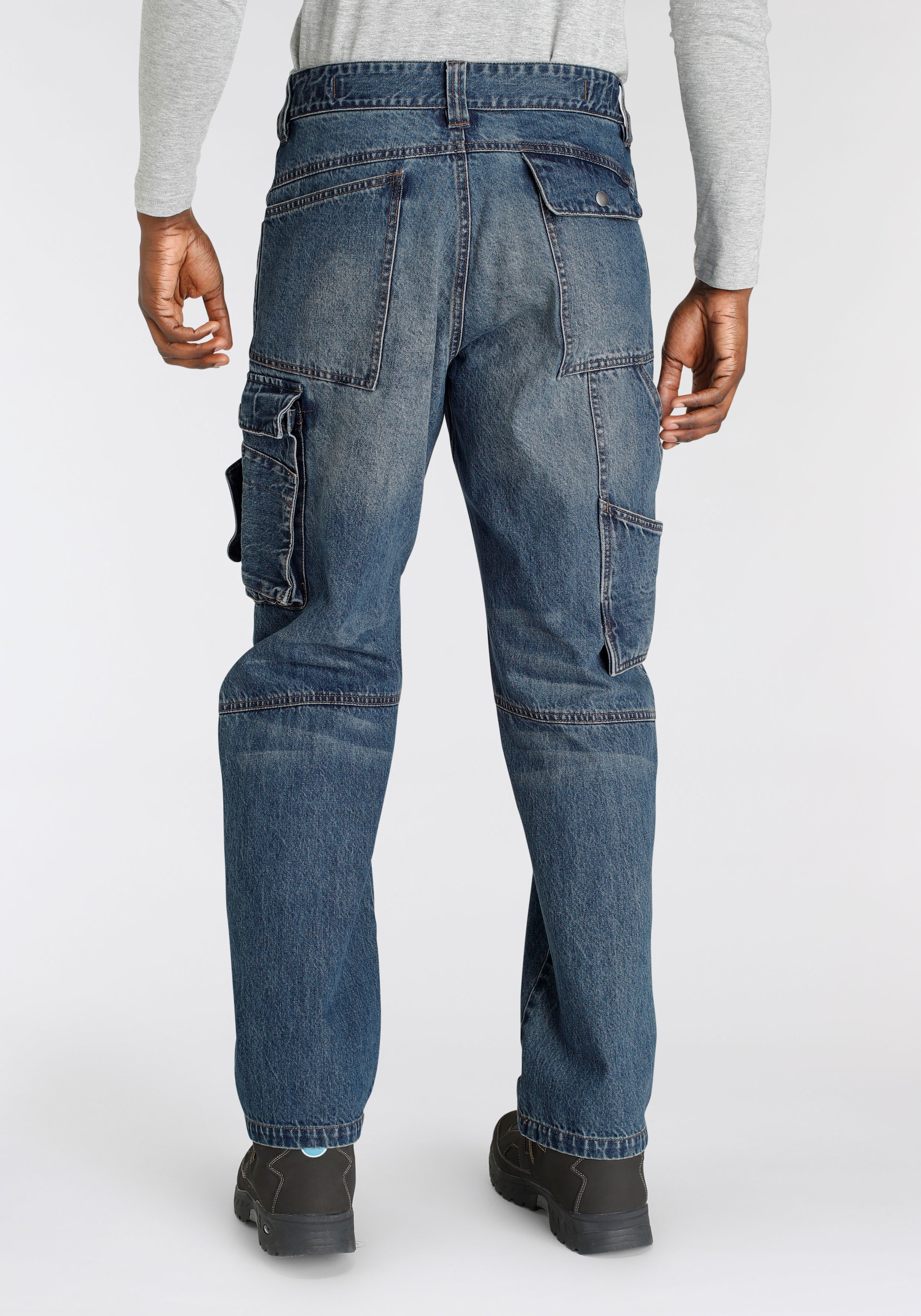 (aus mit bei dehnbarem Jeansstoff, Northern 100% praktischen 9 mit Country Jeans«, kaufen online Baumwolle, Bund, OTTO »Multipocket robuster Arbeitshose fit), Taschen comfort