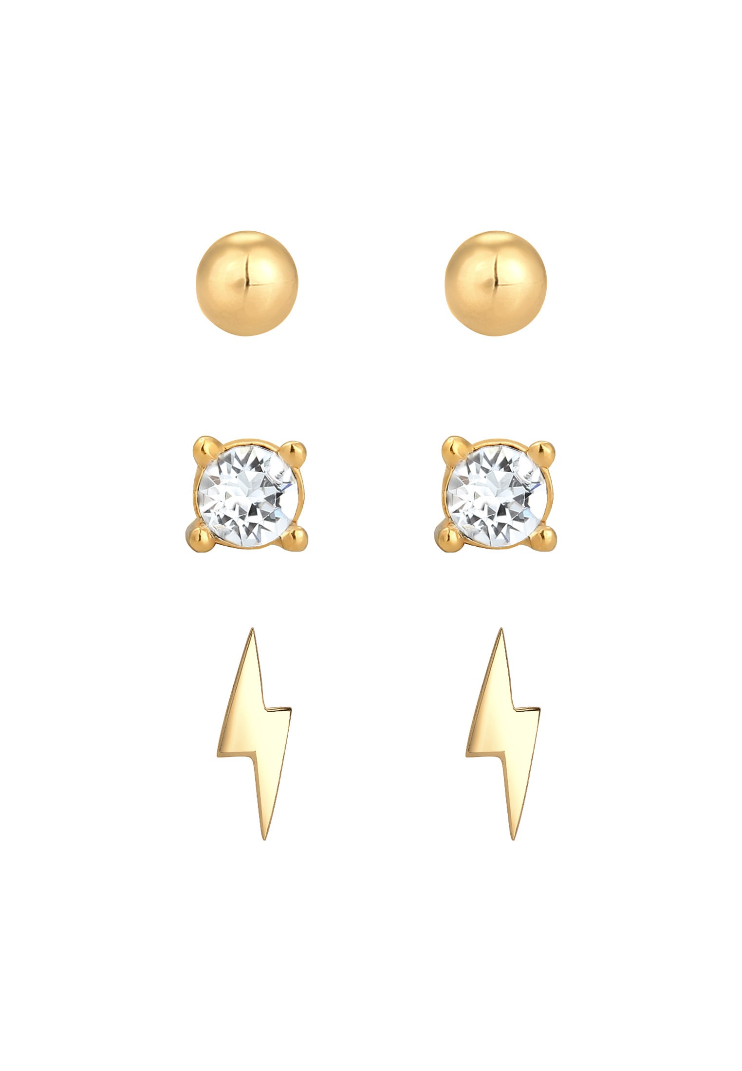 Elli Ohrstecker-Set »Ohrringe Stecker Kugel Blitz 3er Set 925 Silber, mit Kristallen von Swarovski®«