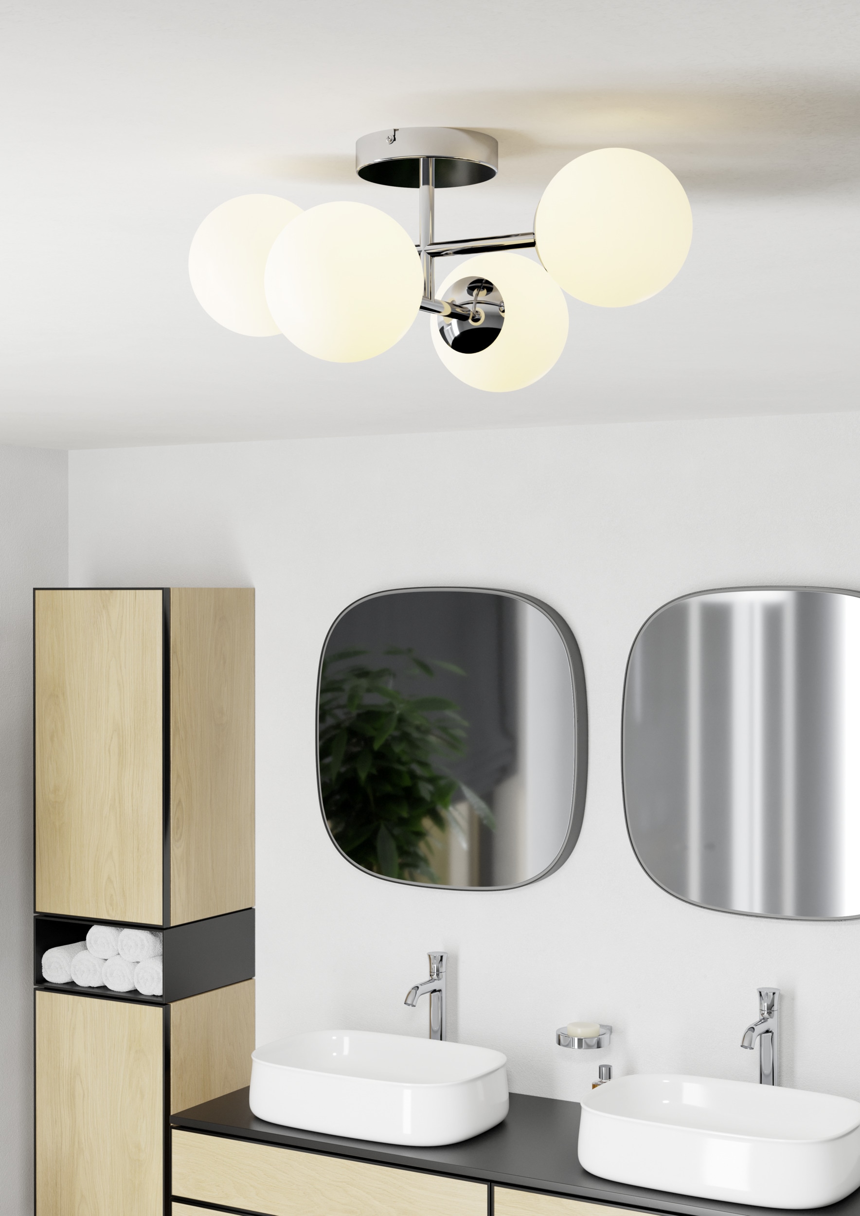 EGLO LED Deckenleuchte »CASTROVIDO Deckenlampe - Stahl - G9 - 4X4,2W - IP44« G9 1 Stk. Wohzimmerlampe, Esszimmerlampe, Flur, Schlafzimmer,L47,5xB38,5xH19,5cm